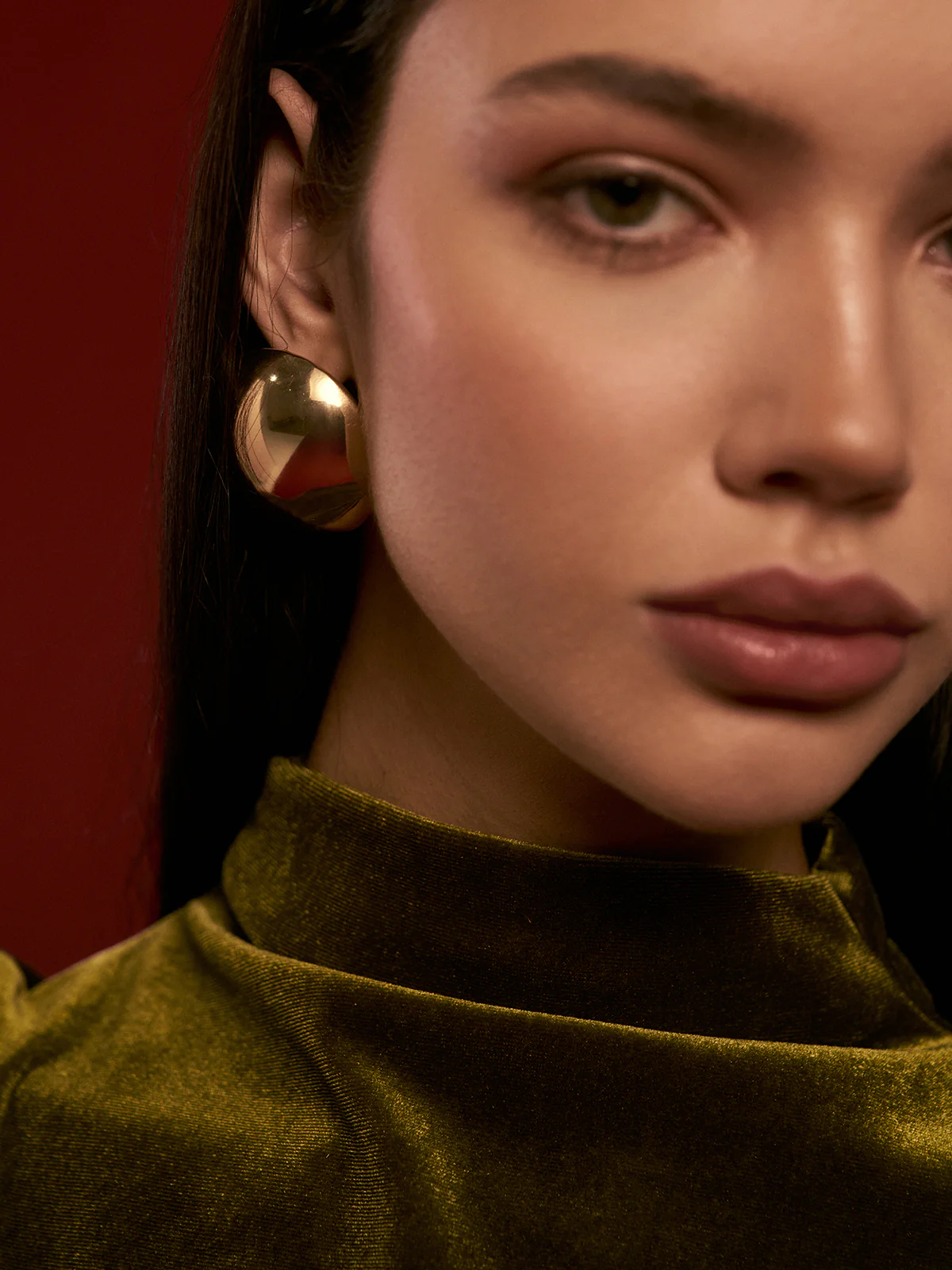 Glossy Half-Ball Stud Earrings - Image 6