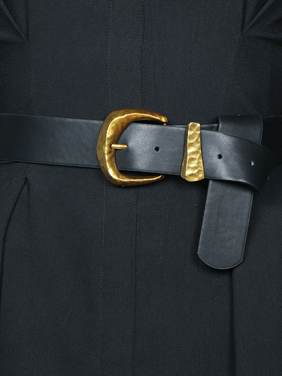 Gold Buckle Faux Leather Belt - Image 2