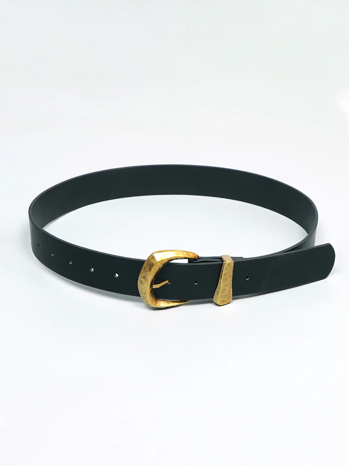 Gold Buckle Faux Leather Belt - Image 3