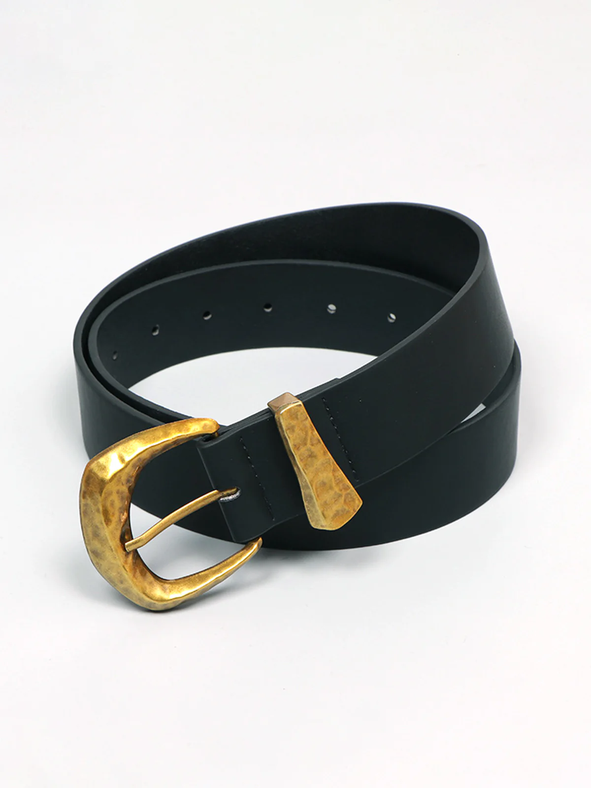 Gold Buckle Faux Leather Belt - Image 4