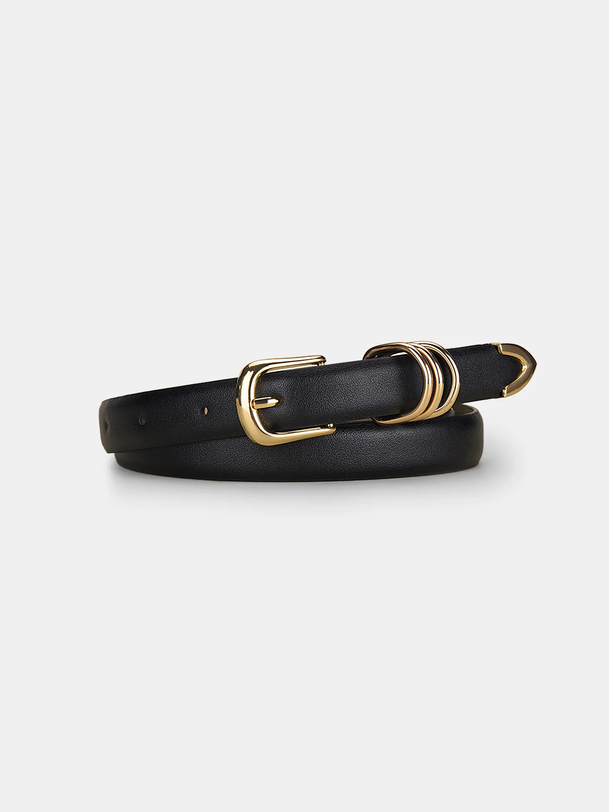 Gold Buckle Minimalist Faux Leather Belt - Image 3