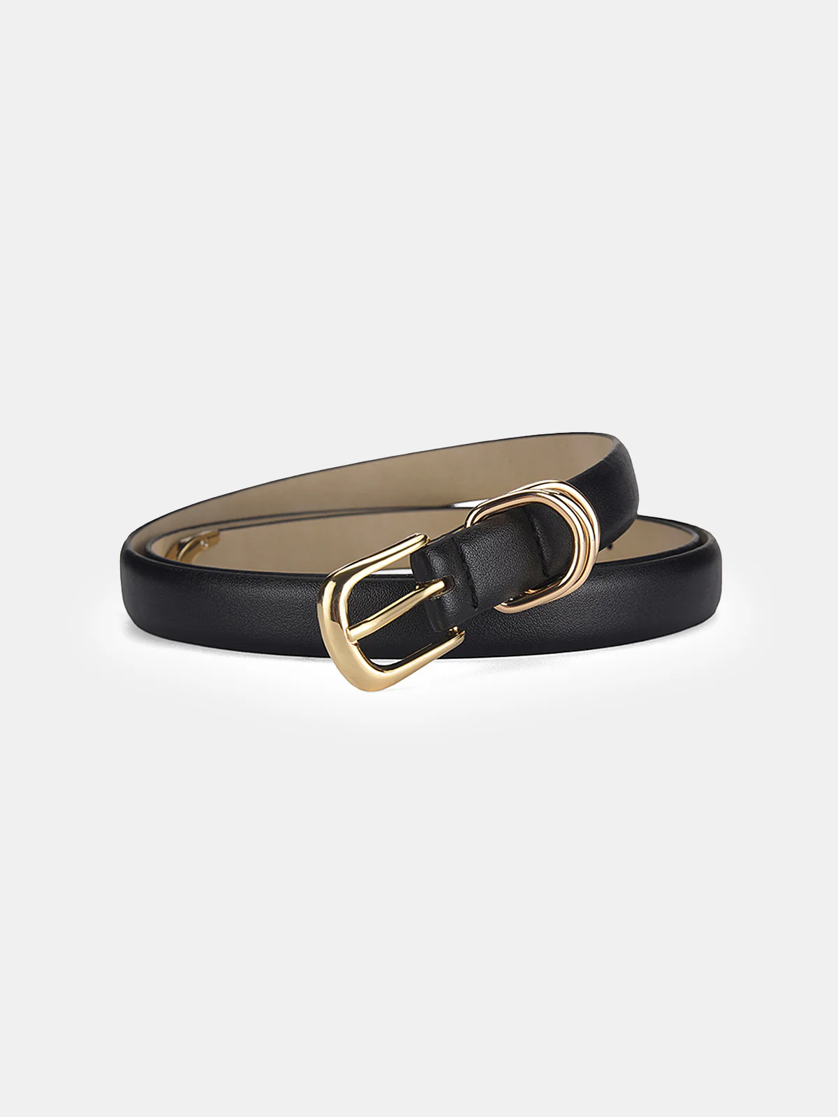 Gold Buckle Minimalist Faux Leather Belt - Image 4