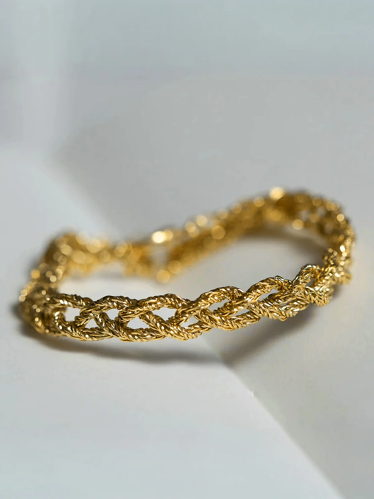 Gold-Tone Braided Chain Bracelet - Image 2