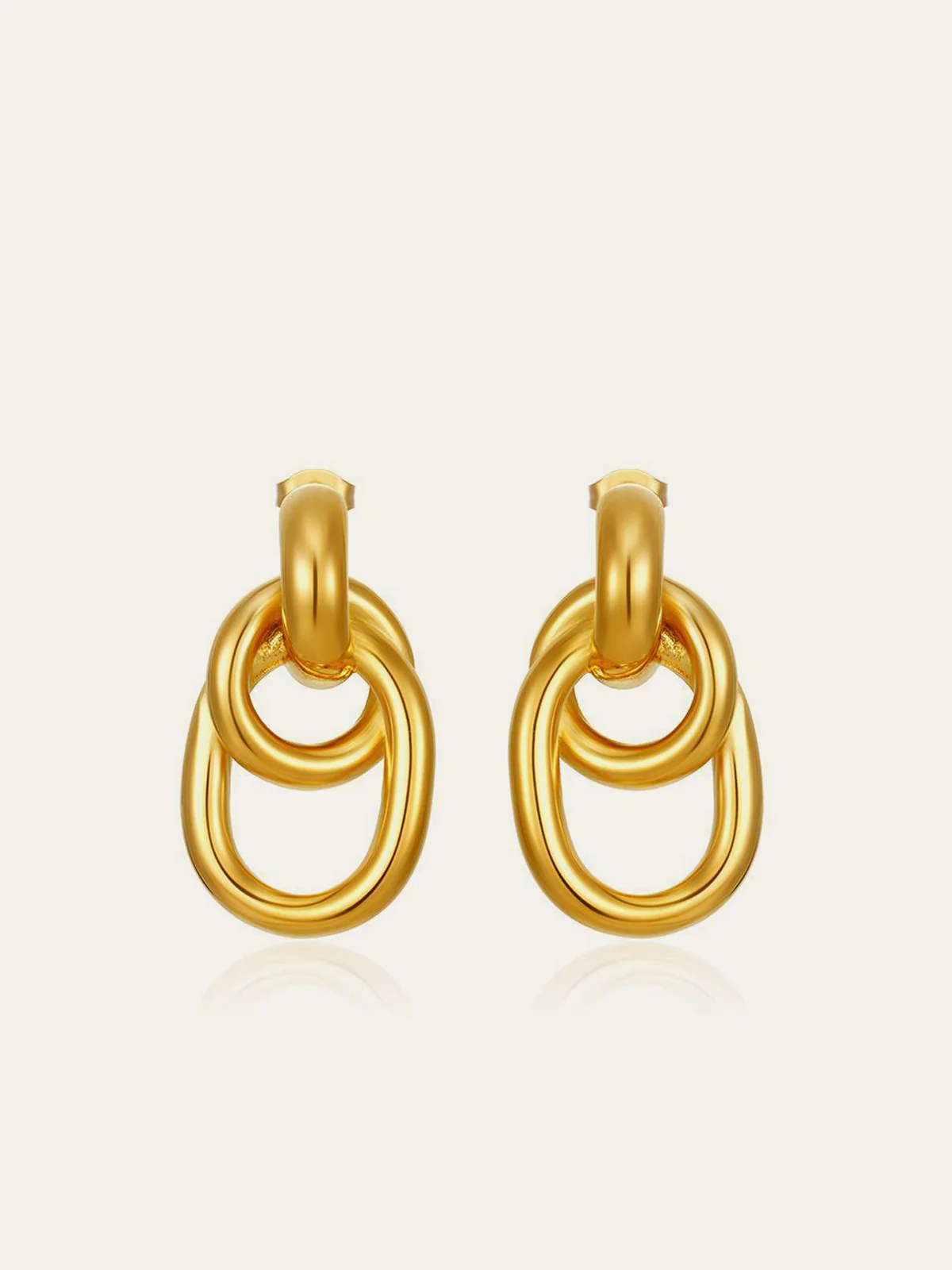 Gold-Tone Interlocking Hoop Earrings - Image 2