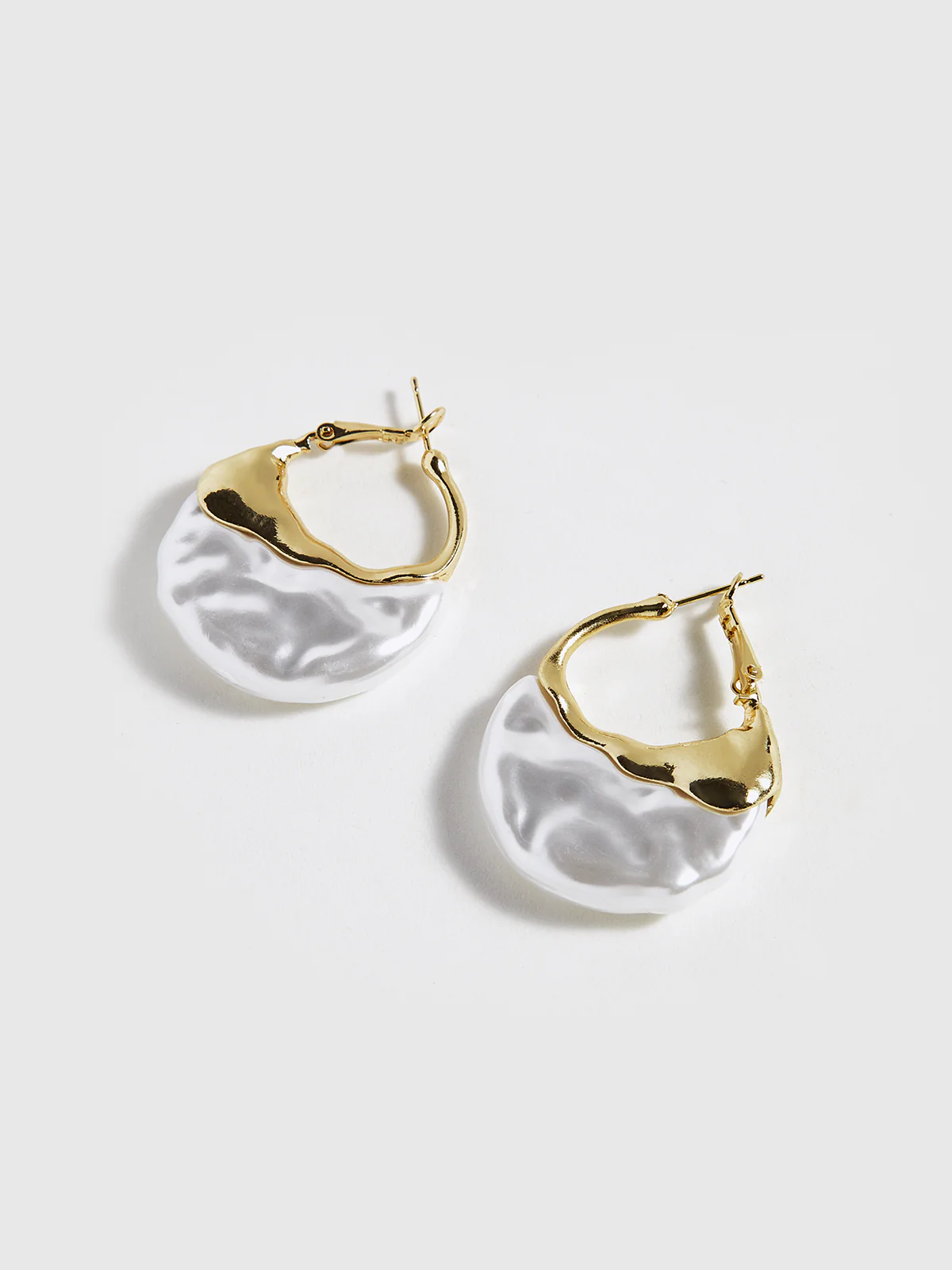 Gold-Tone Pearl-Effect Hoop Earrings - Image 3
