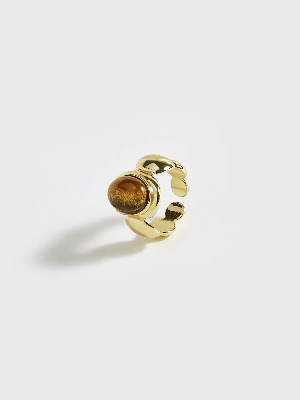 Gold Tone Ring with Brown Stone - Image 3