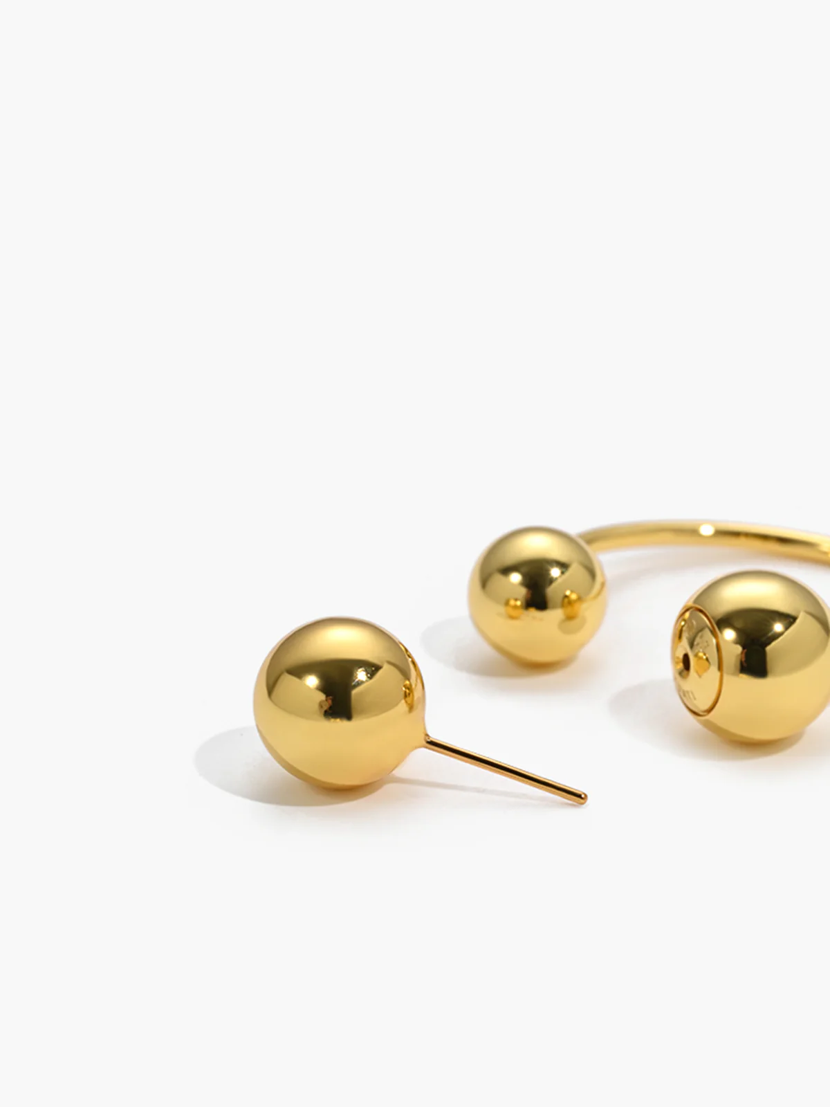 Golden Ball Stud Hoop Earrings - Image 3