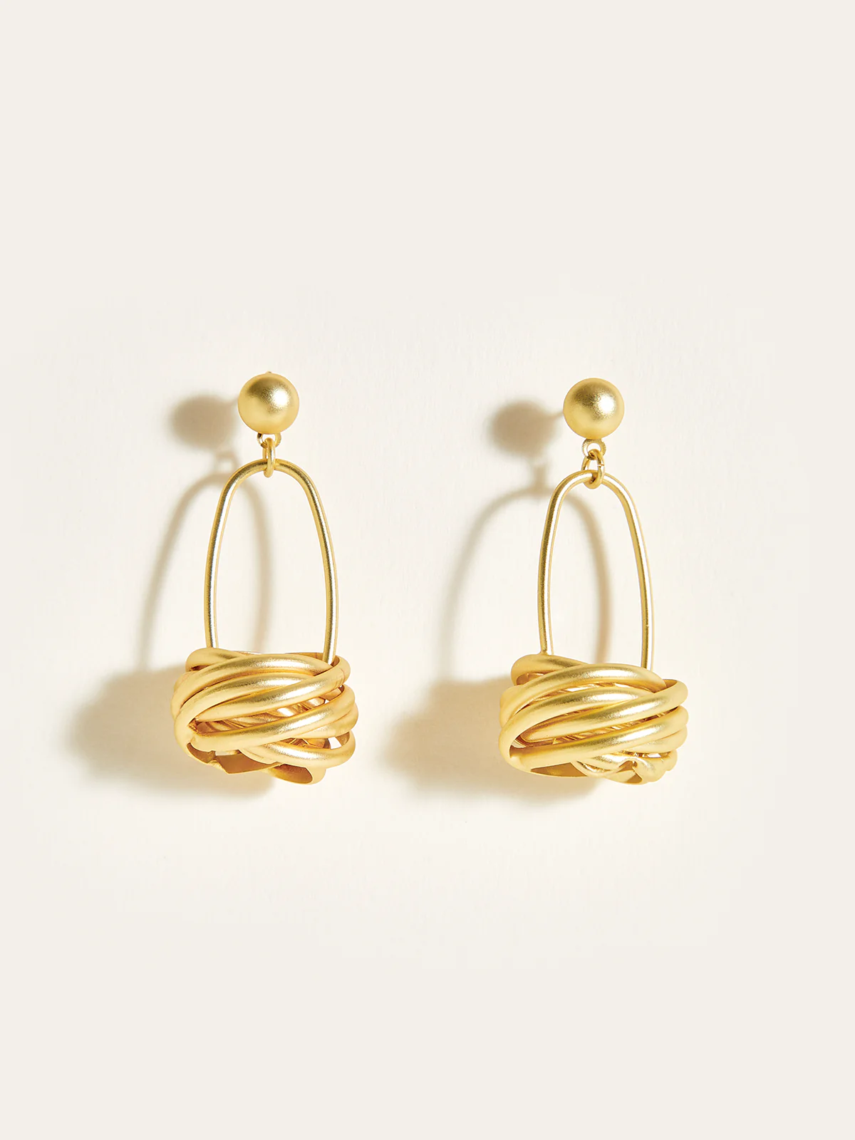 Golden Basket Drop Earrings