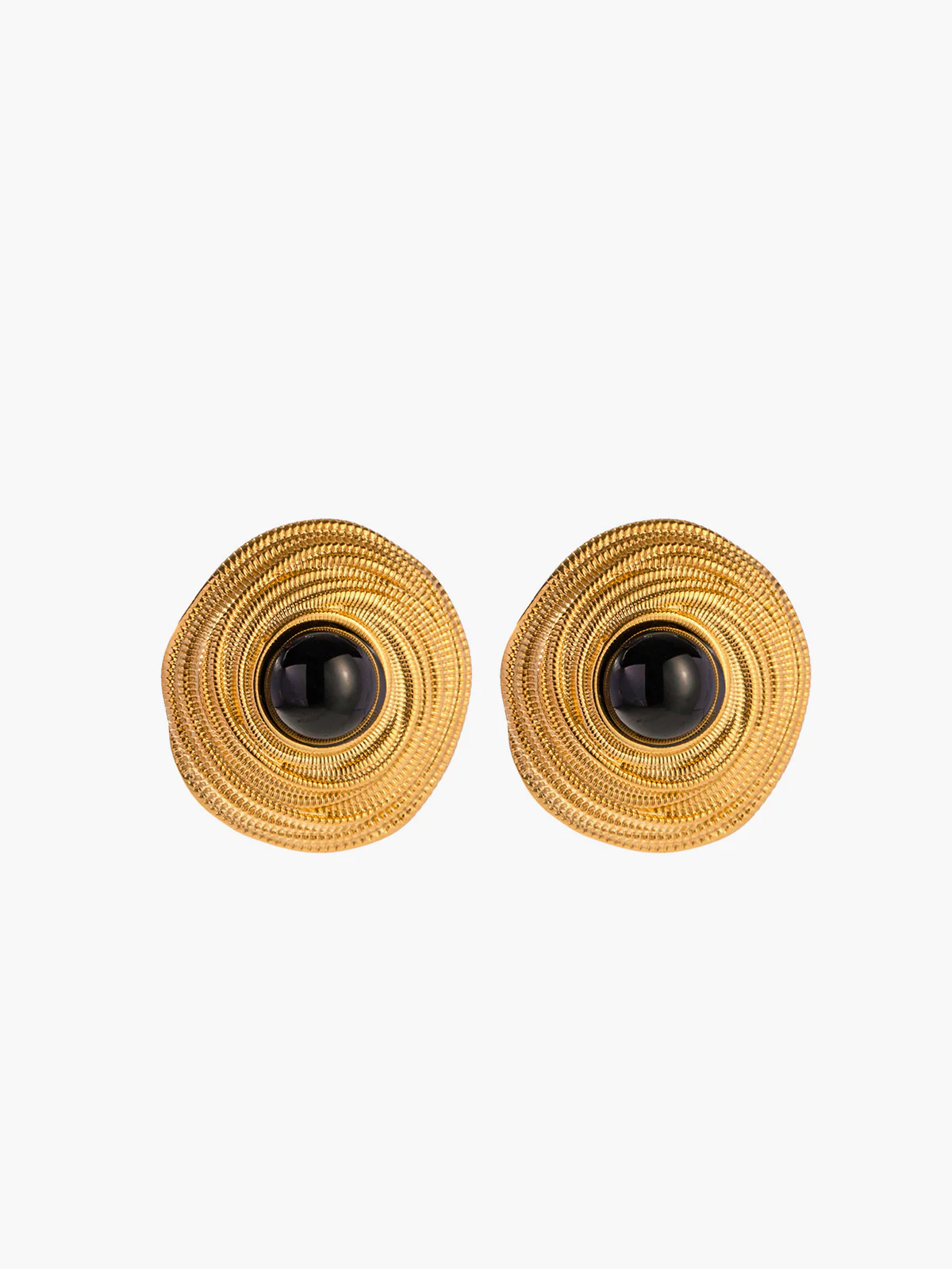 Golden Black Onyx Hoop Earrings - Image 2