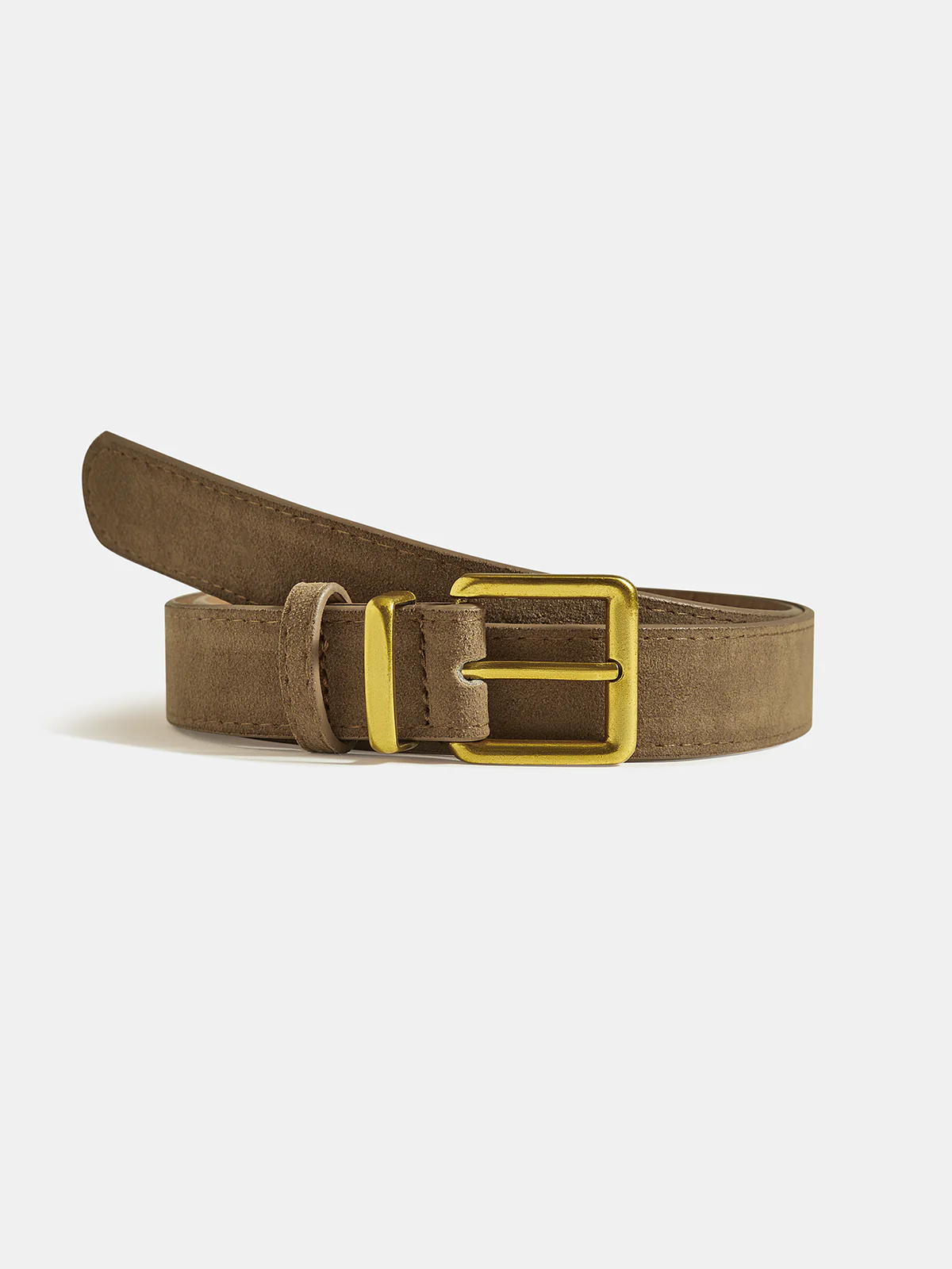 Golden Buckle Suede Belt - Image 3