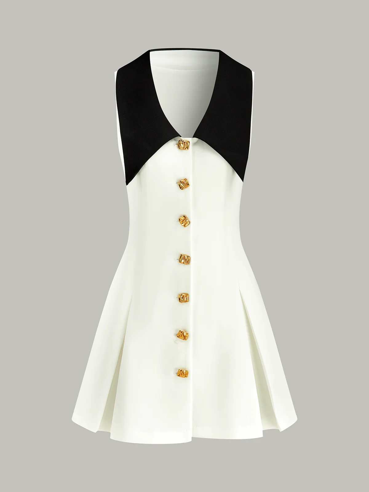 Golden Button Colorblock Midi Dress