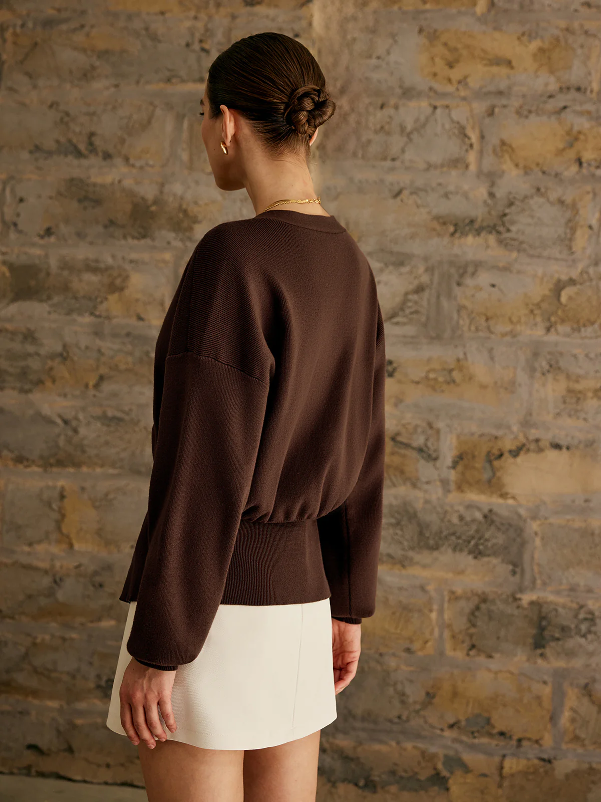 Golden Button Plain Cardigan - Image 5