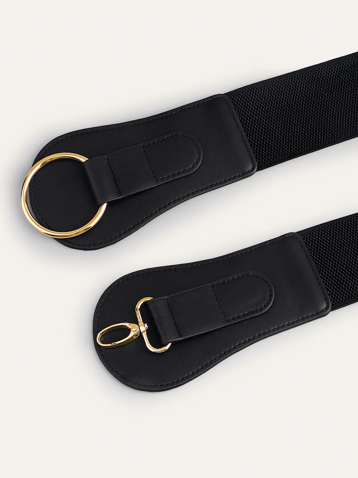 Golden Circular Buckle PU Leather Wide Belt - Image 3