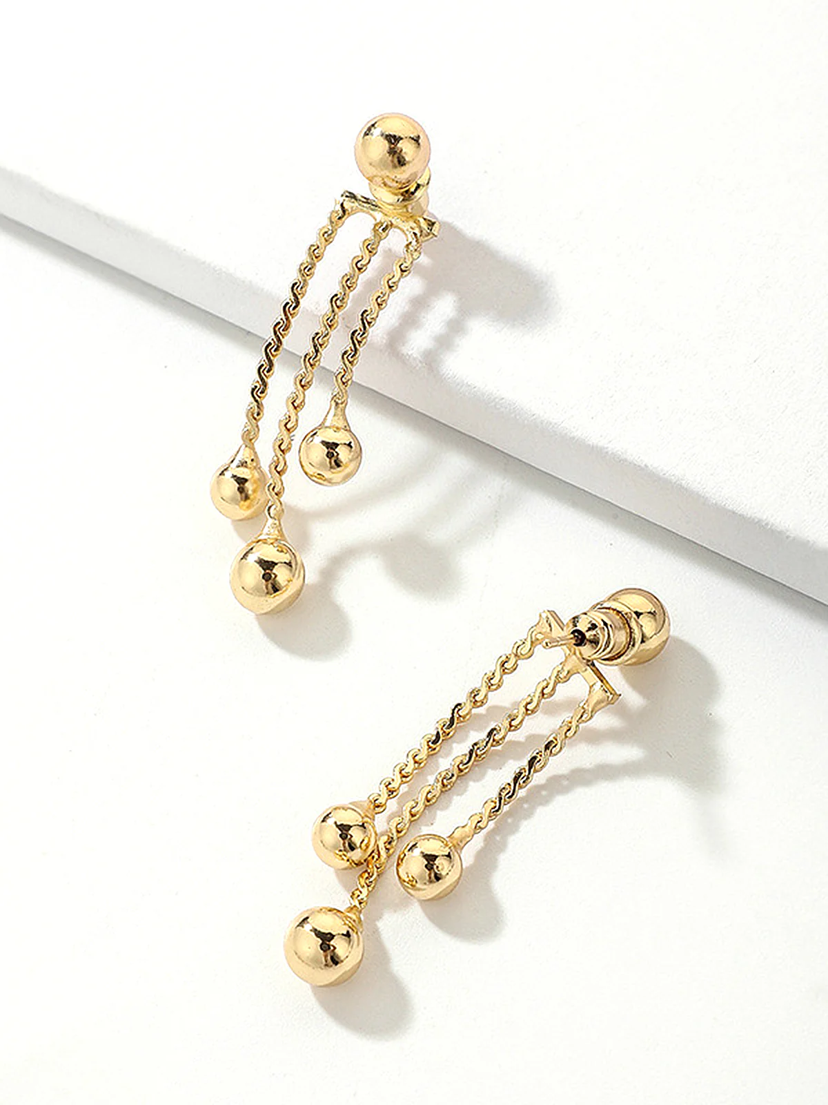 Golden Dangle Earrings - Image 2