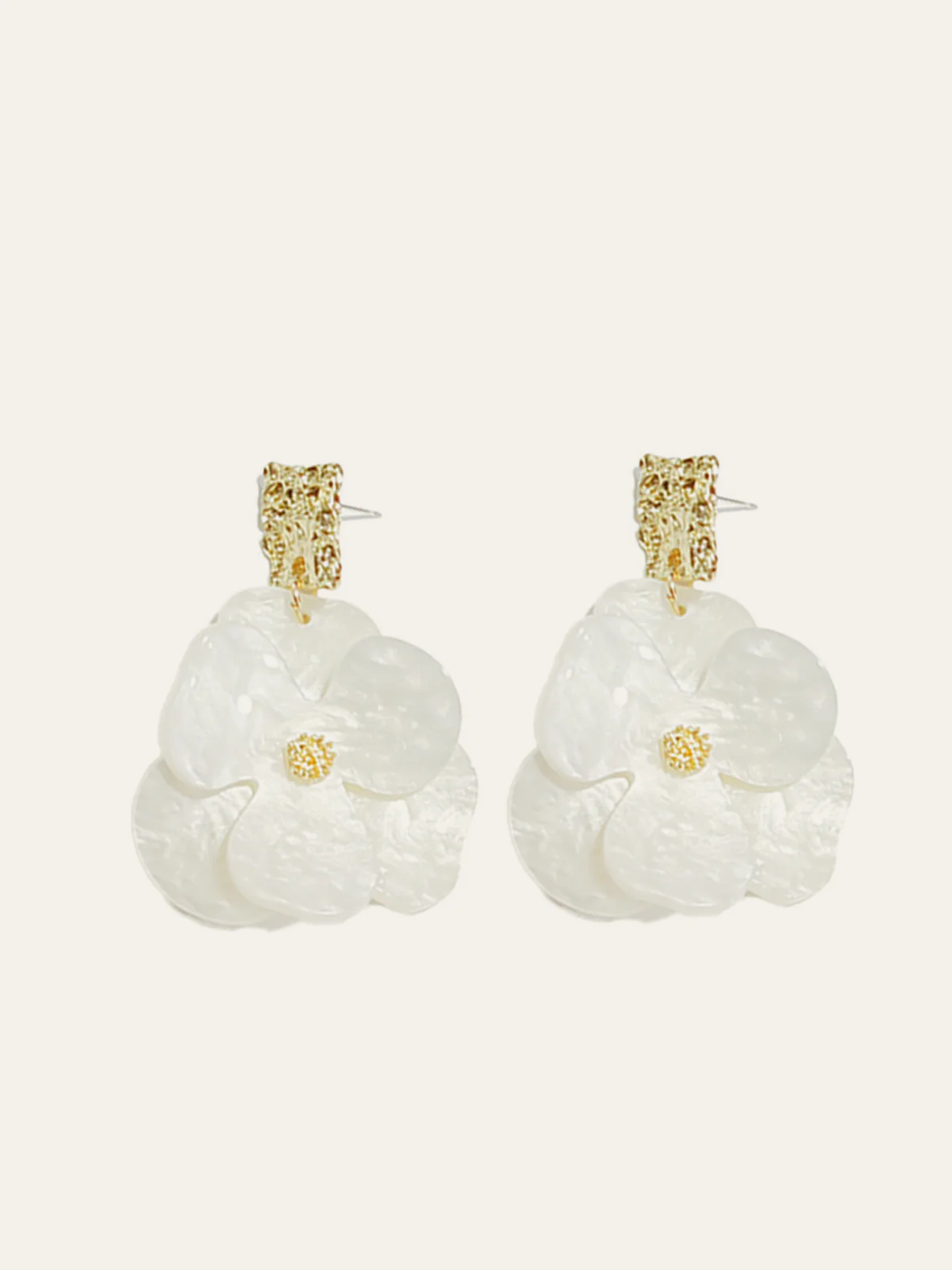 Golden Floral Dangle Earrings - Image 2