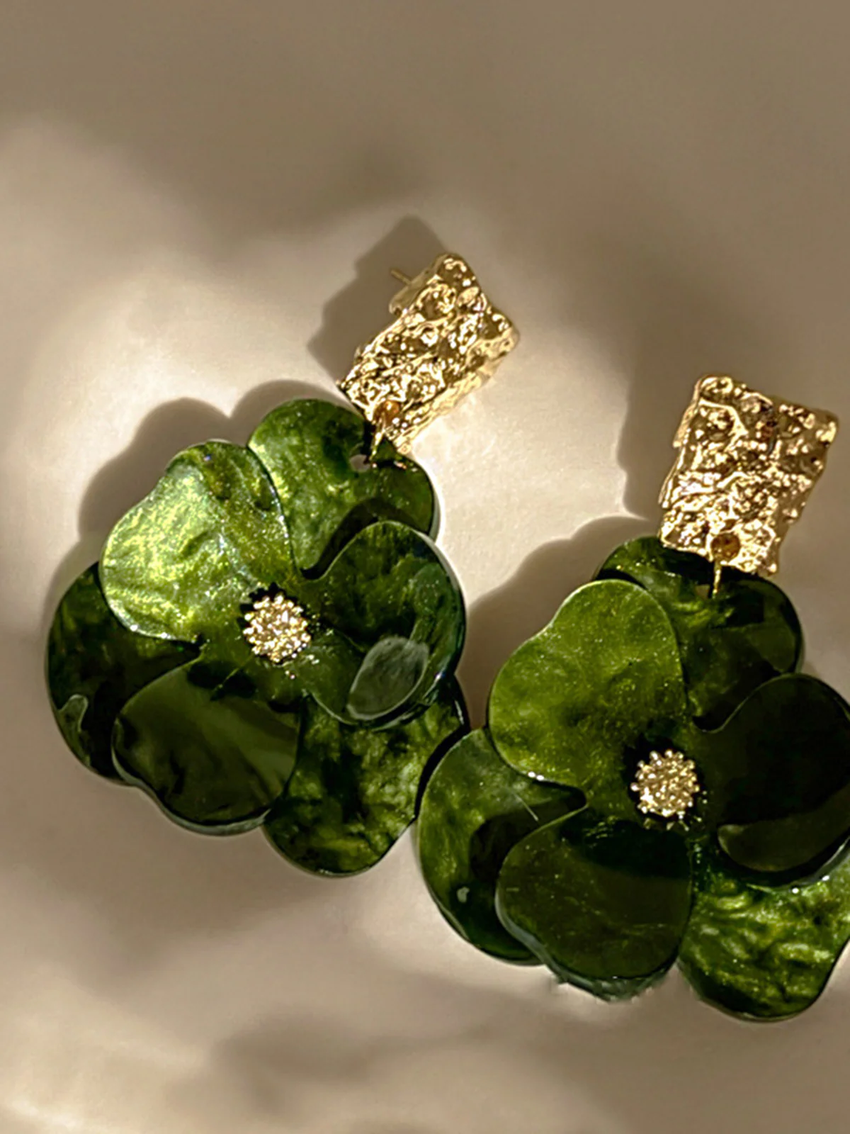 Golden Floral Dangle Earrings - Image 4