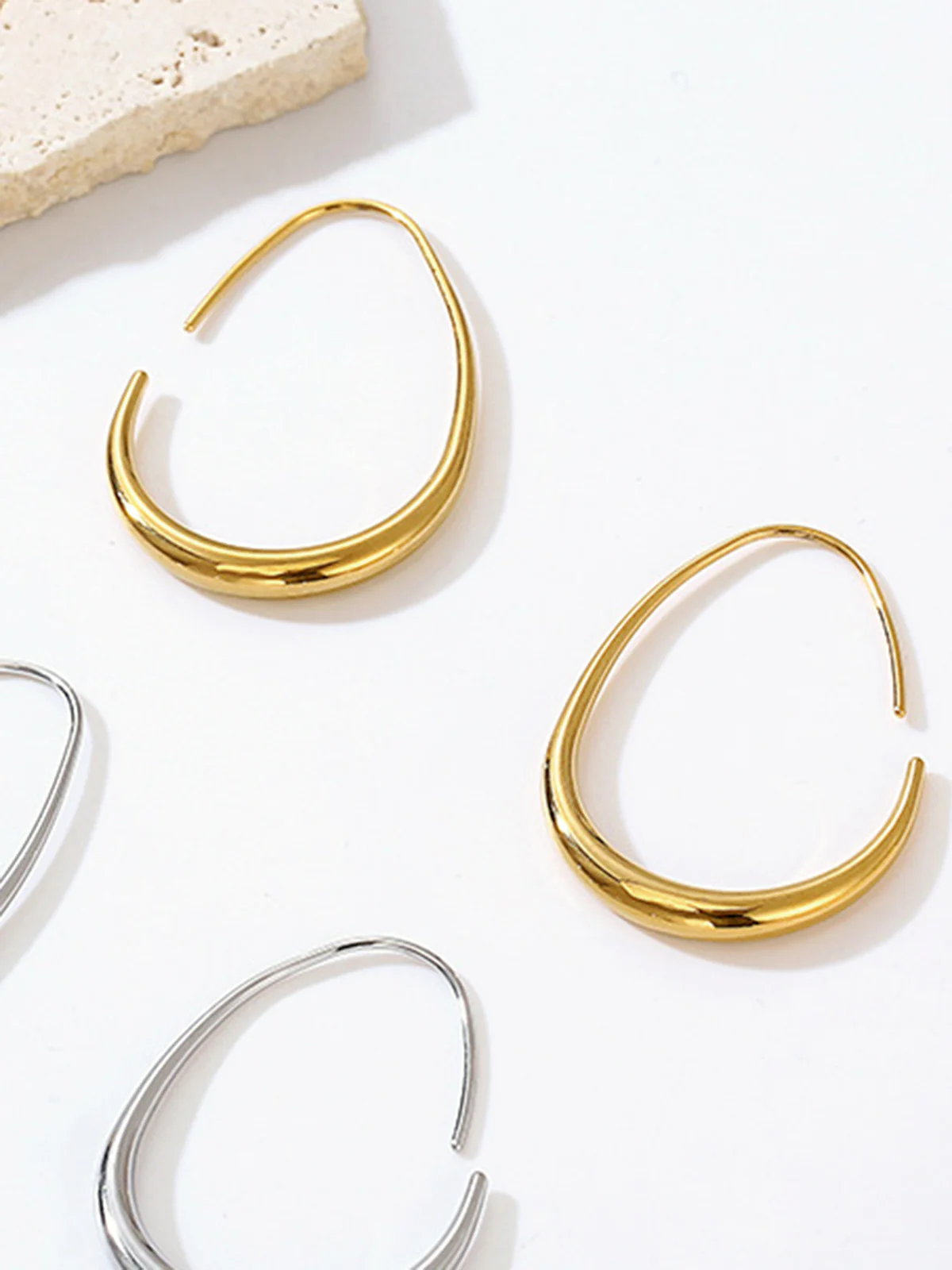 Golden Fluid Hoop Earrings - Image 3