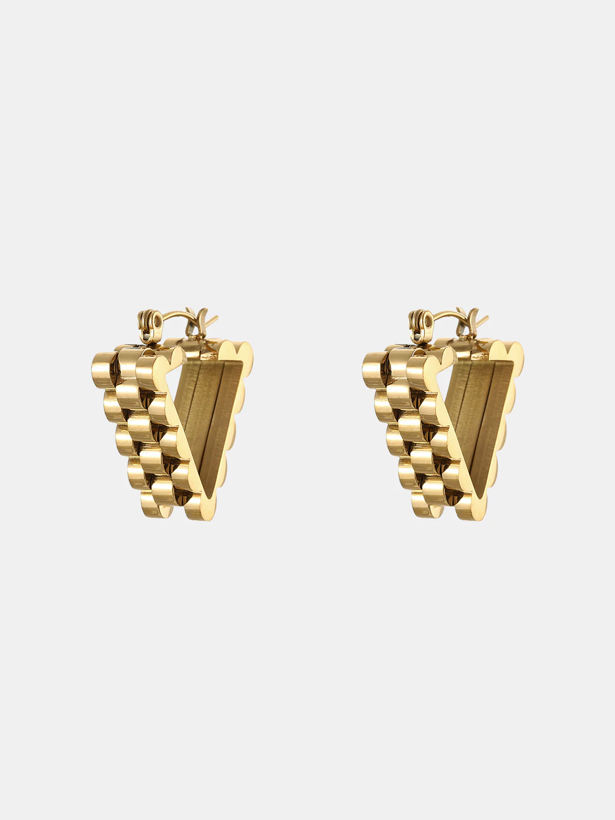 Golden Gear Triangle Earrings - Image 3