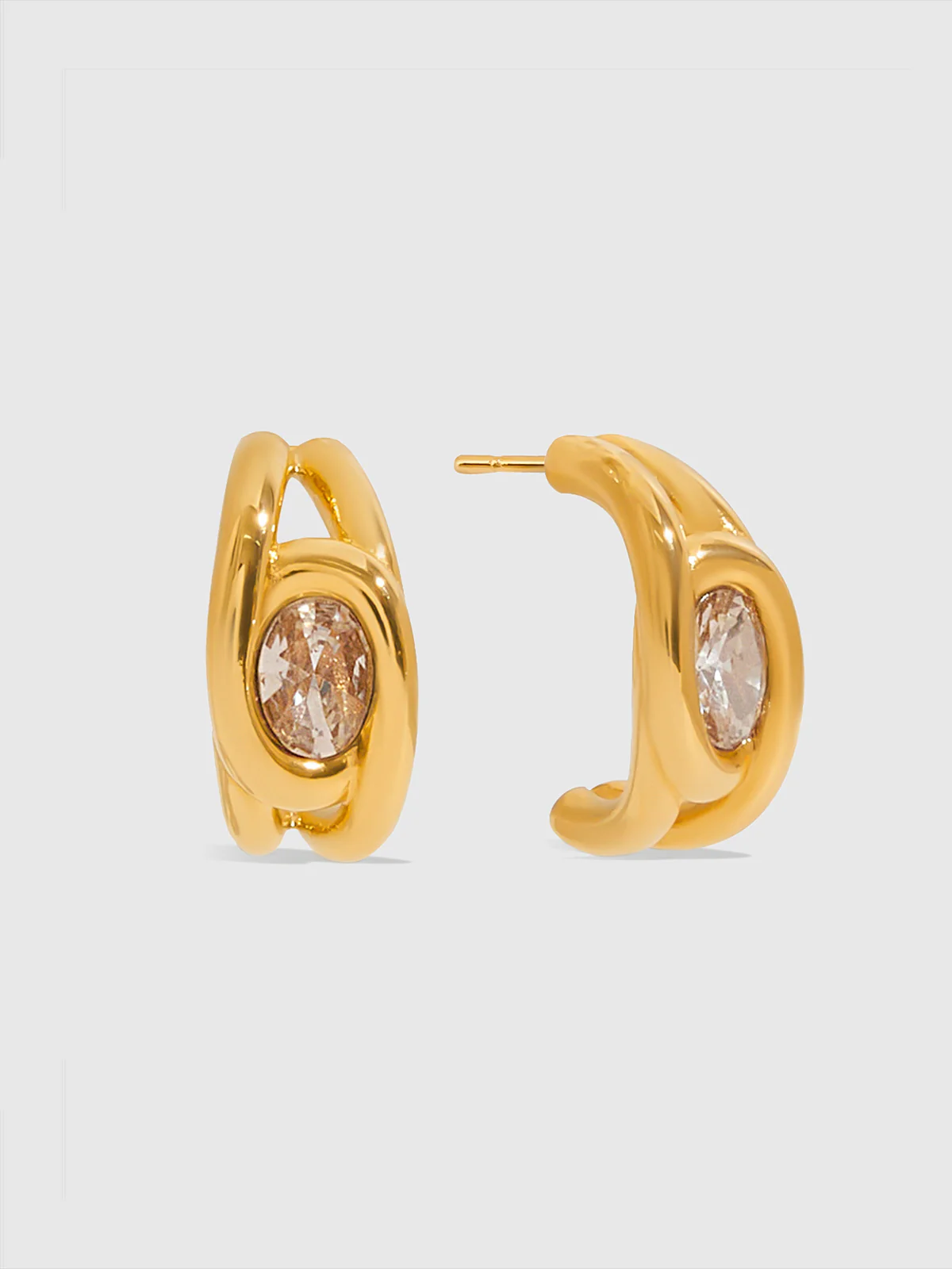 Golden Hoop Crystal Earrings - Image 2