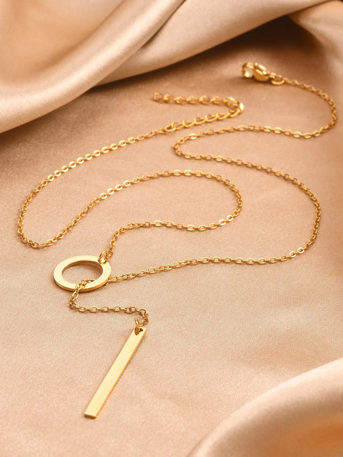 Golden Lariat Bar Y Necklace - Image 2