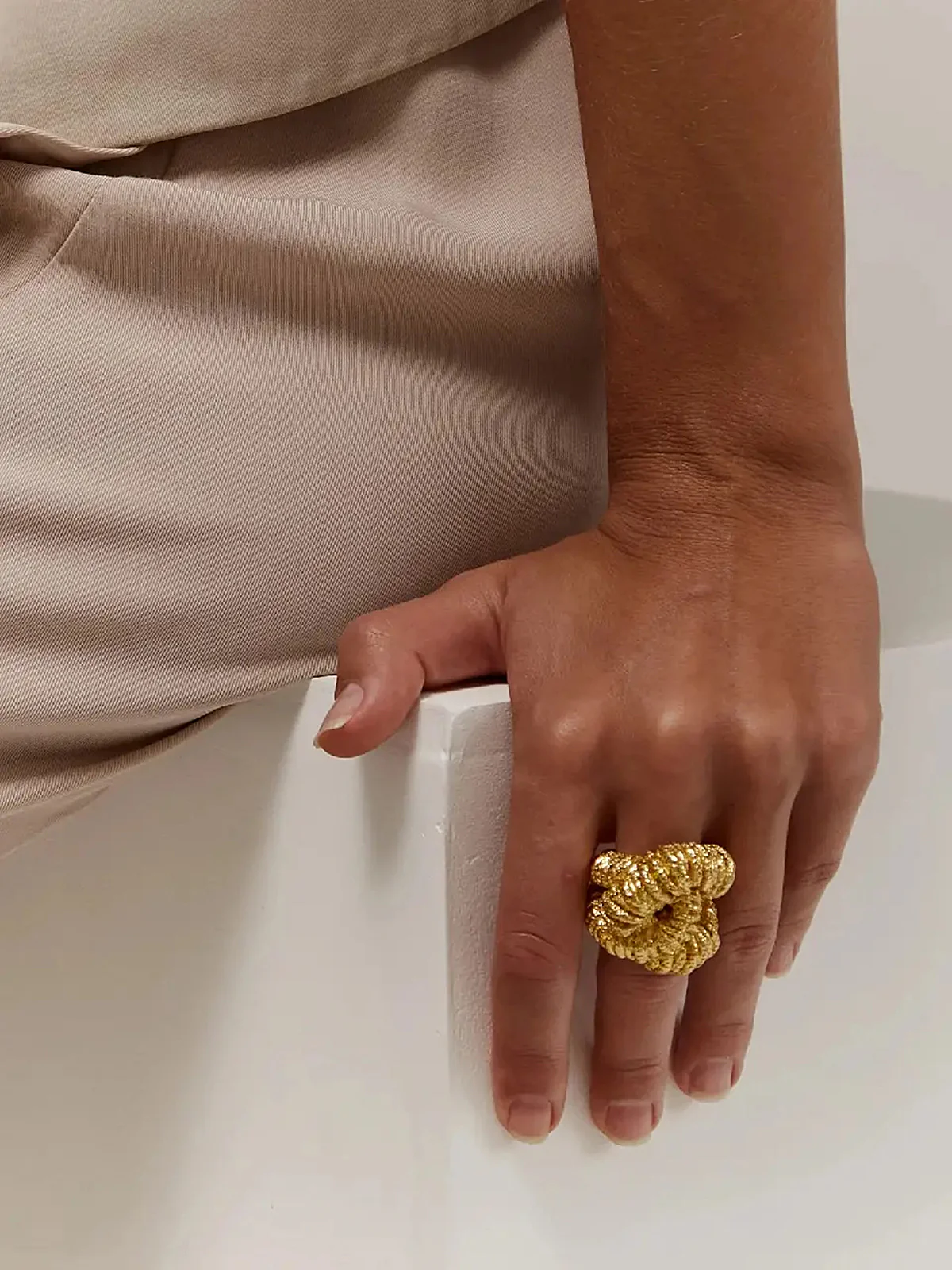 Golden Lava-Textured Exaggerated Ring