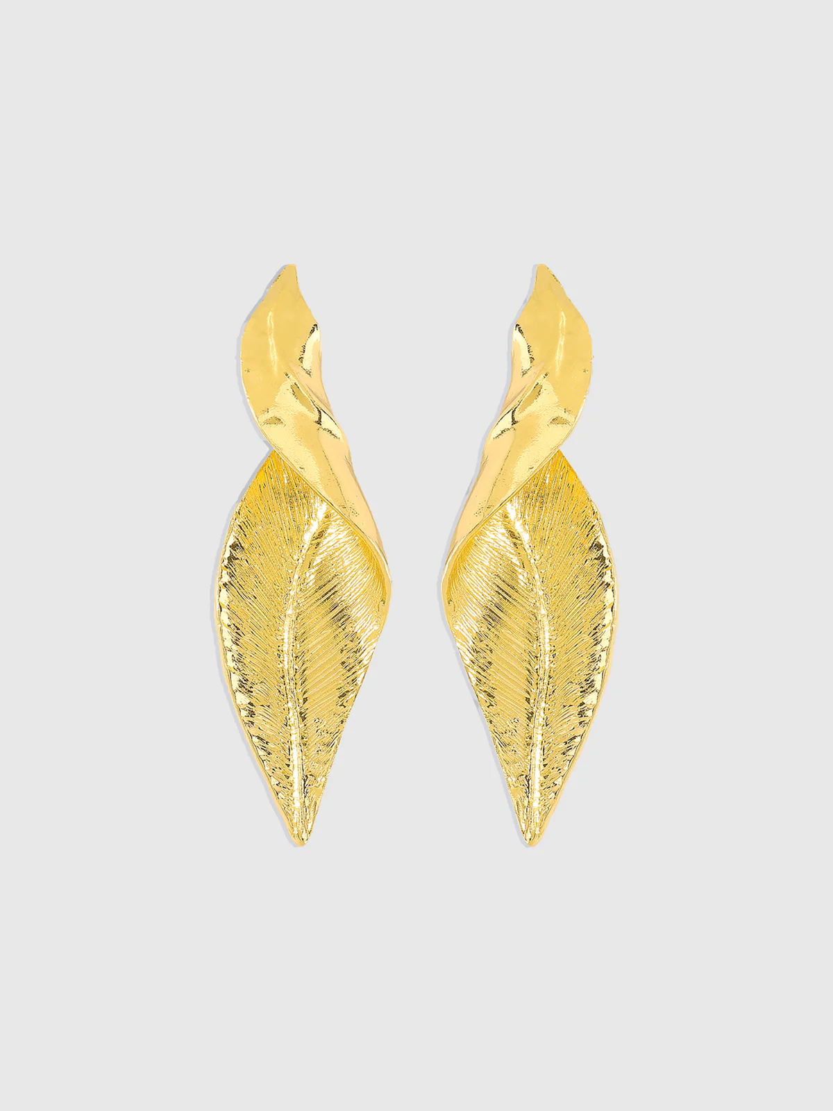 Golden Leaf-Shaped Drop Earrings - Image 2