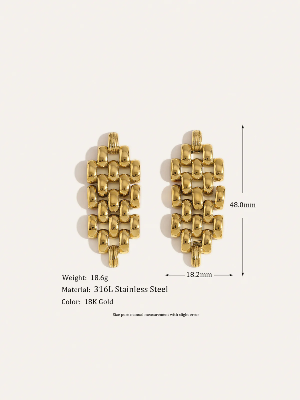 Golden Linked Drop Earrings - Image 3