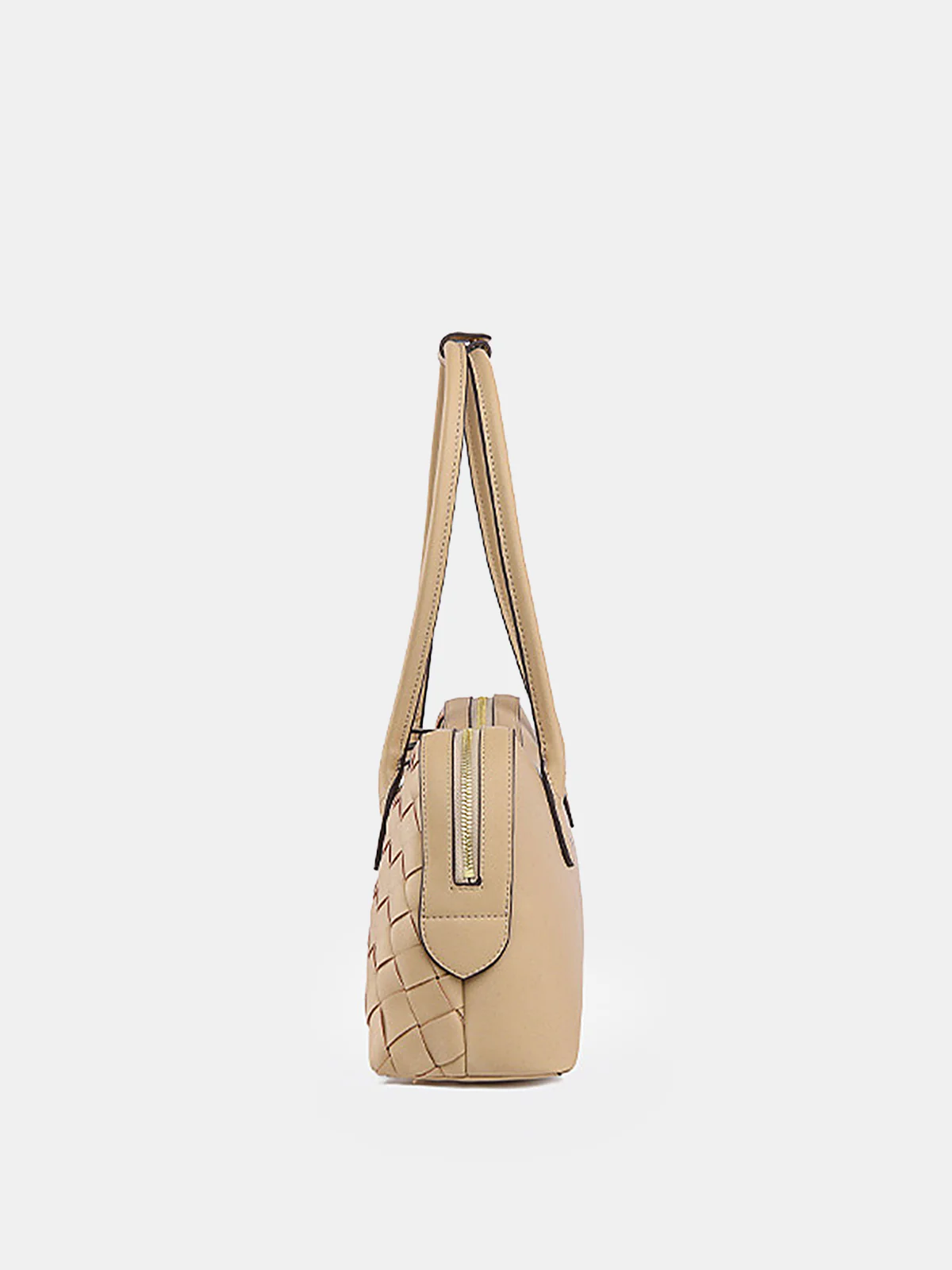 Golden Lock Detail Woven Shoulder Bag - Image 4
