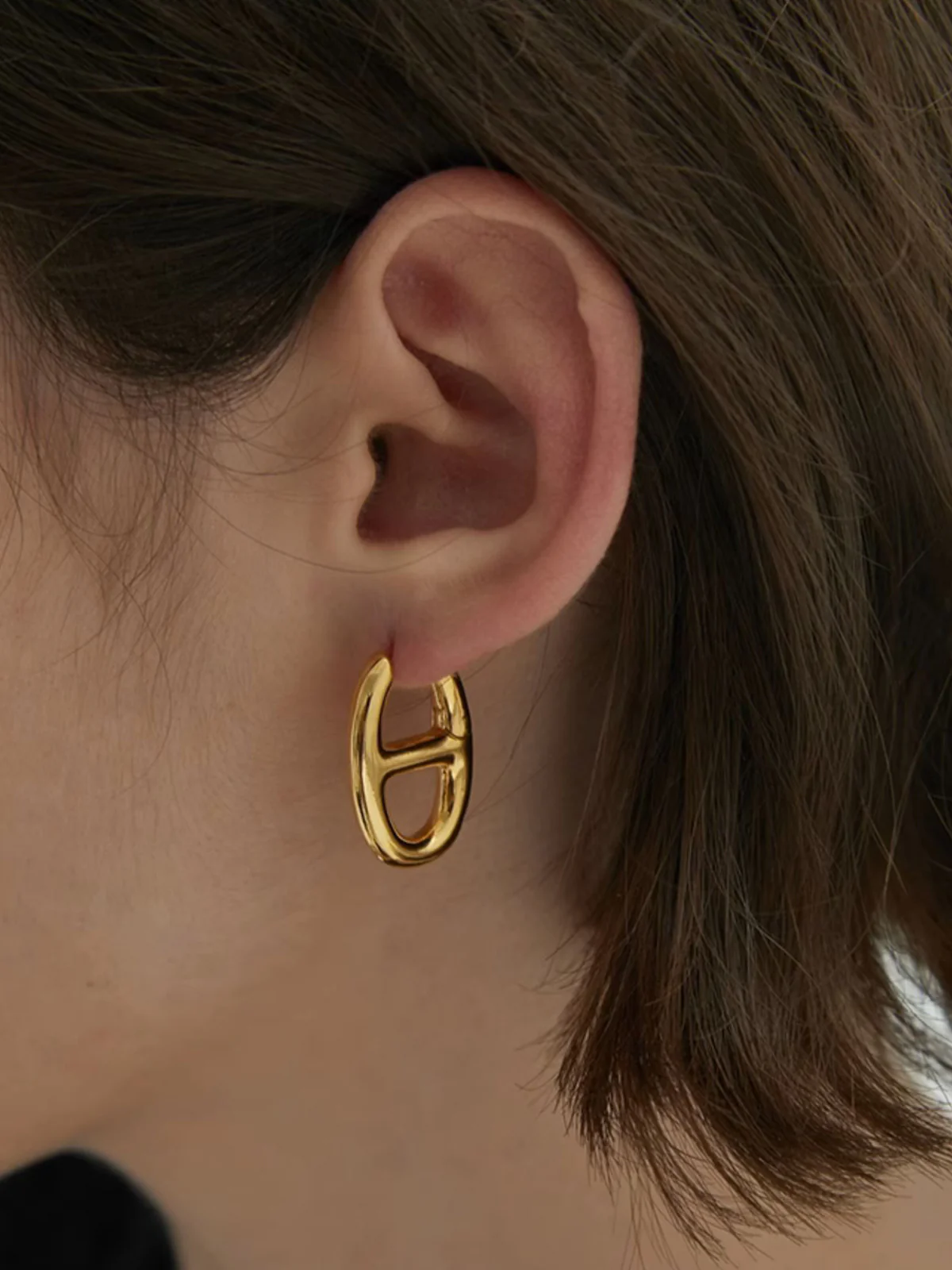 Golden Pig Nose Earrings - Image 2