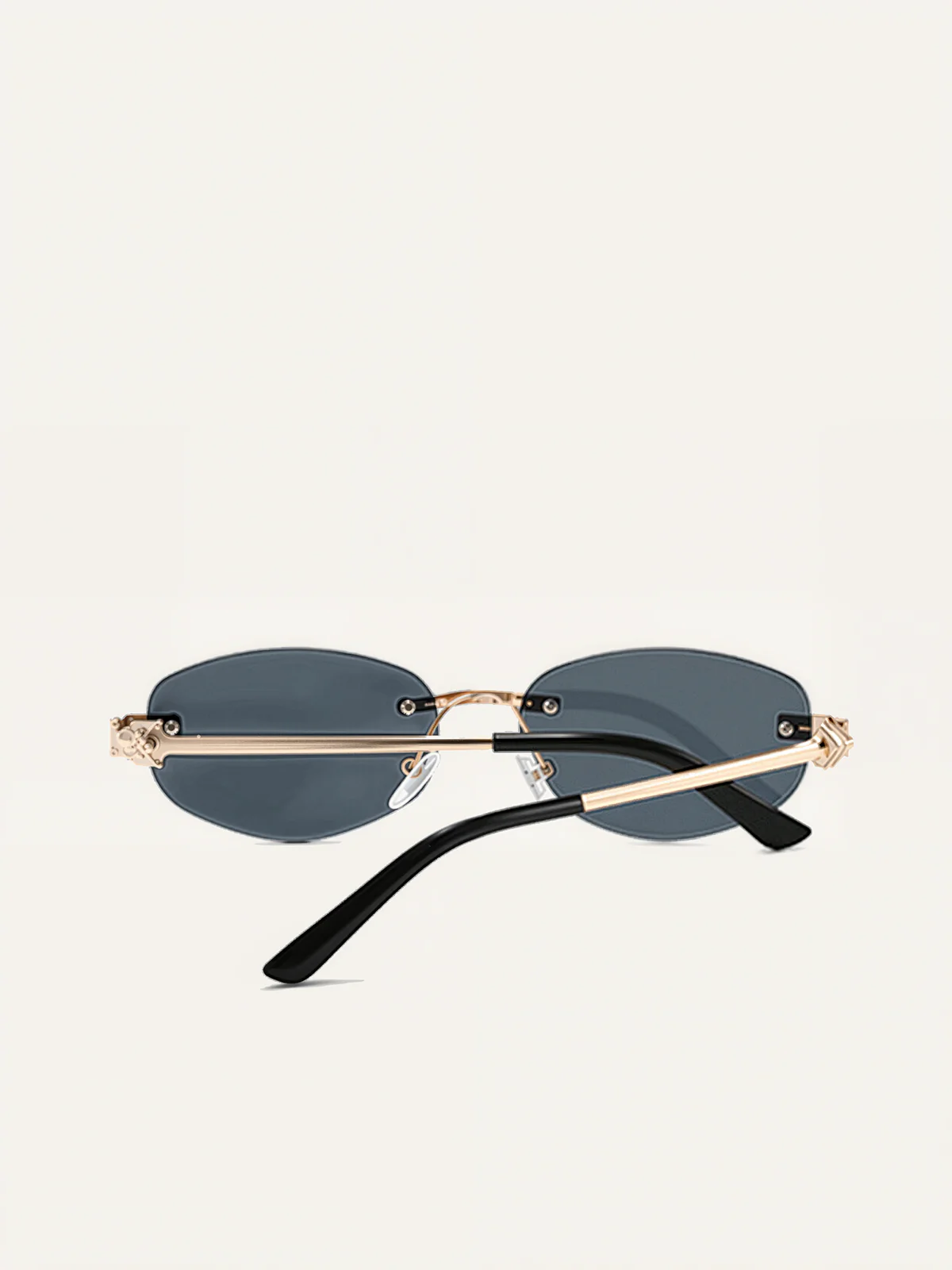 Golden Rimless Oval Sunglasses - Image 3