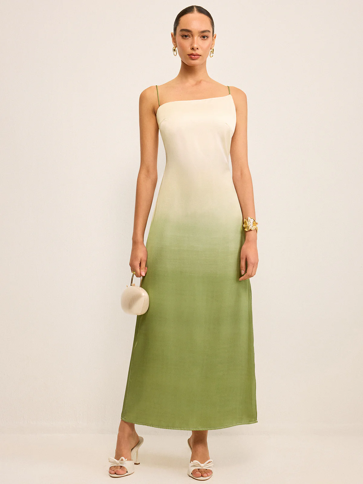 Gradient Asymmetrical Strap Maxi Dress - Image 3