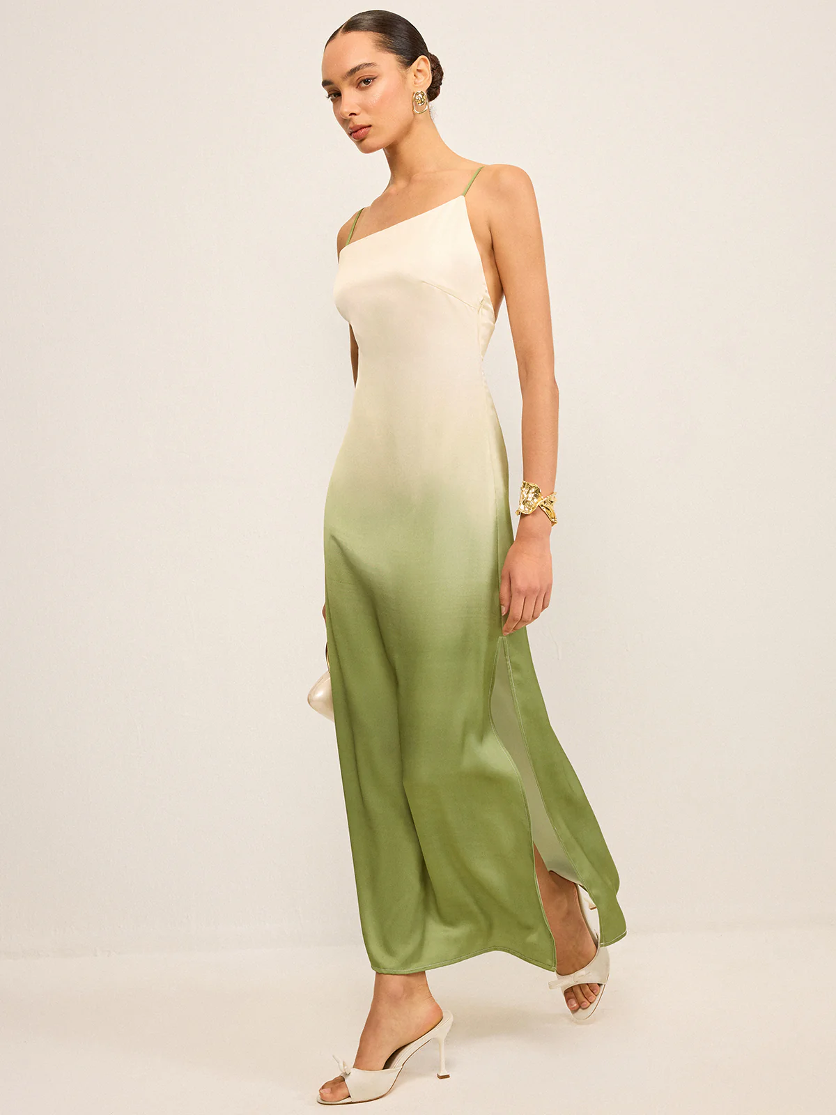 Gradient Asymmetrical Strap Maxi Dress - Image 4