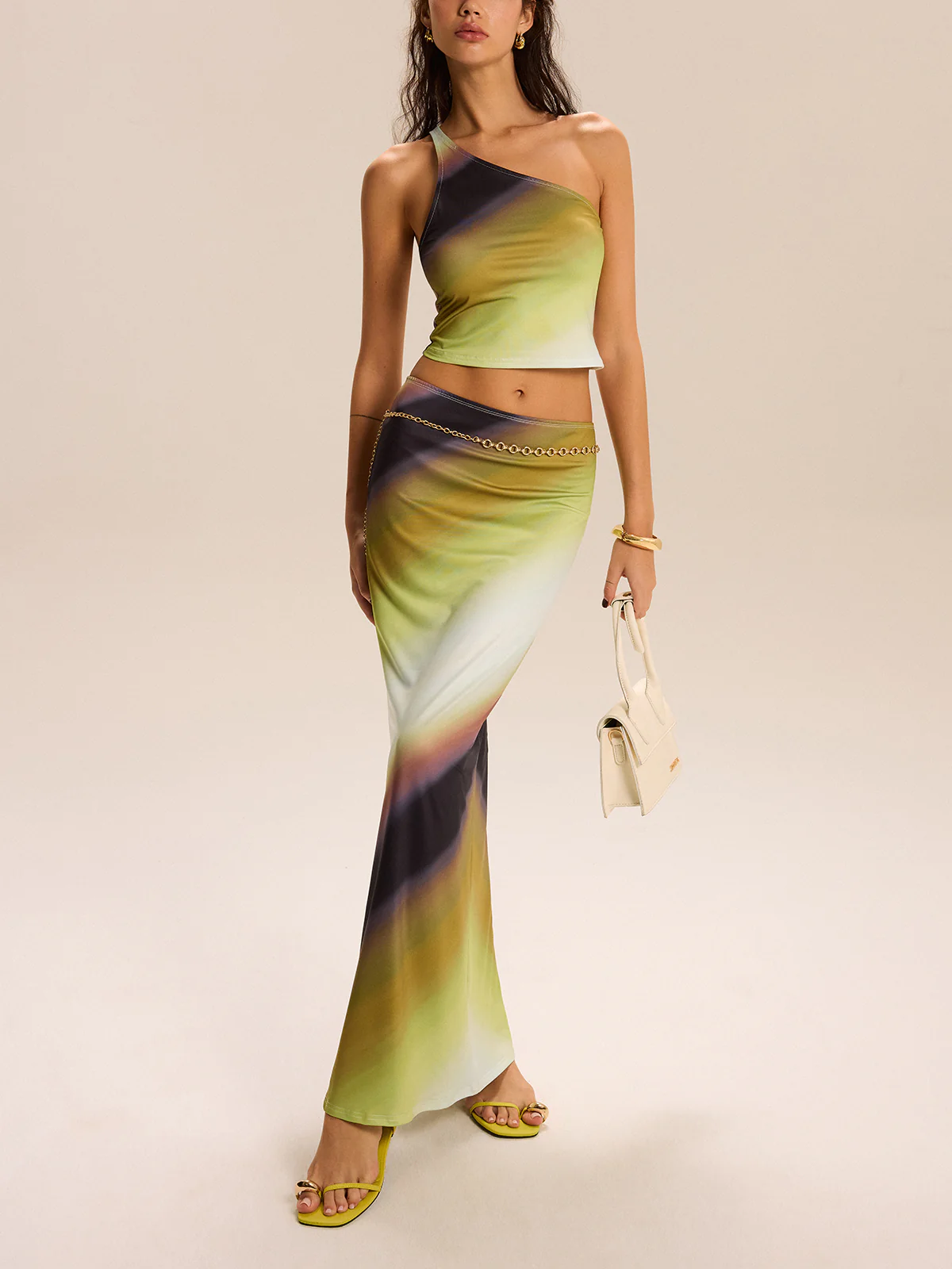 Gradient Print One-Shoulder Skirt Set - Image 6