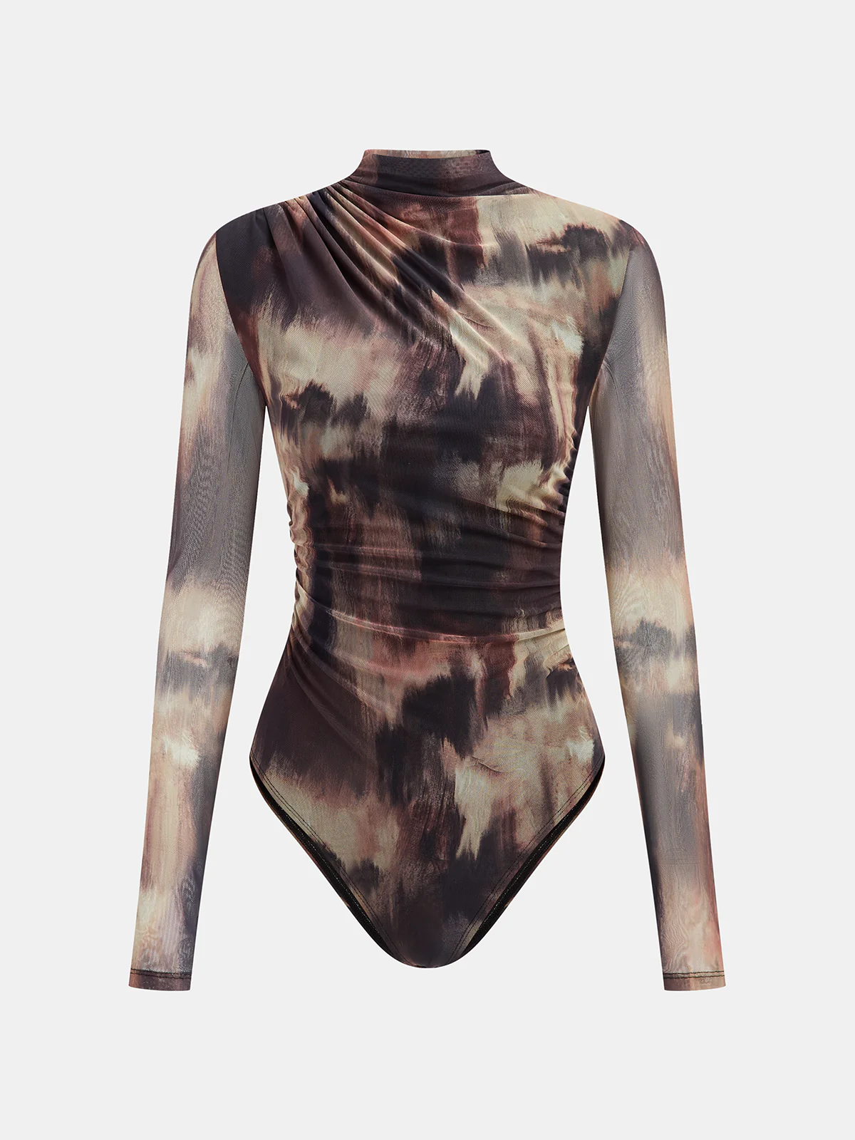 Gradient Print Ruched Long Sleeve Bodysuits - Image 7