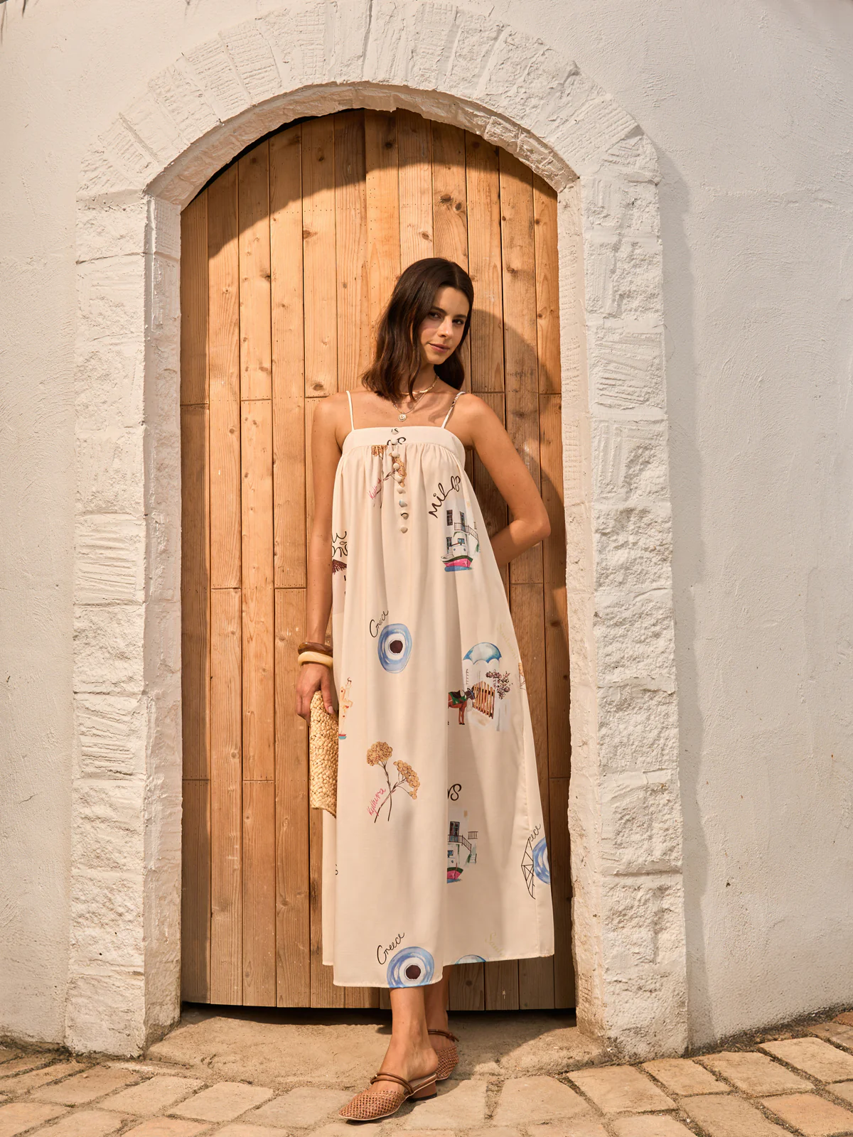 Graphic Print Tie-Front Cami Dress - Image 3