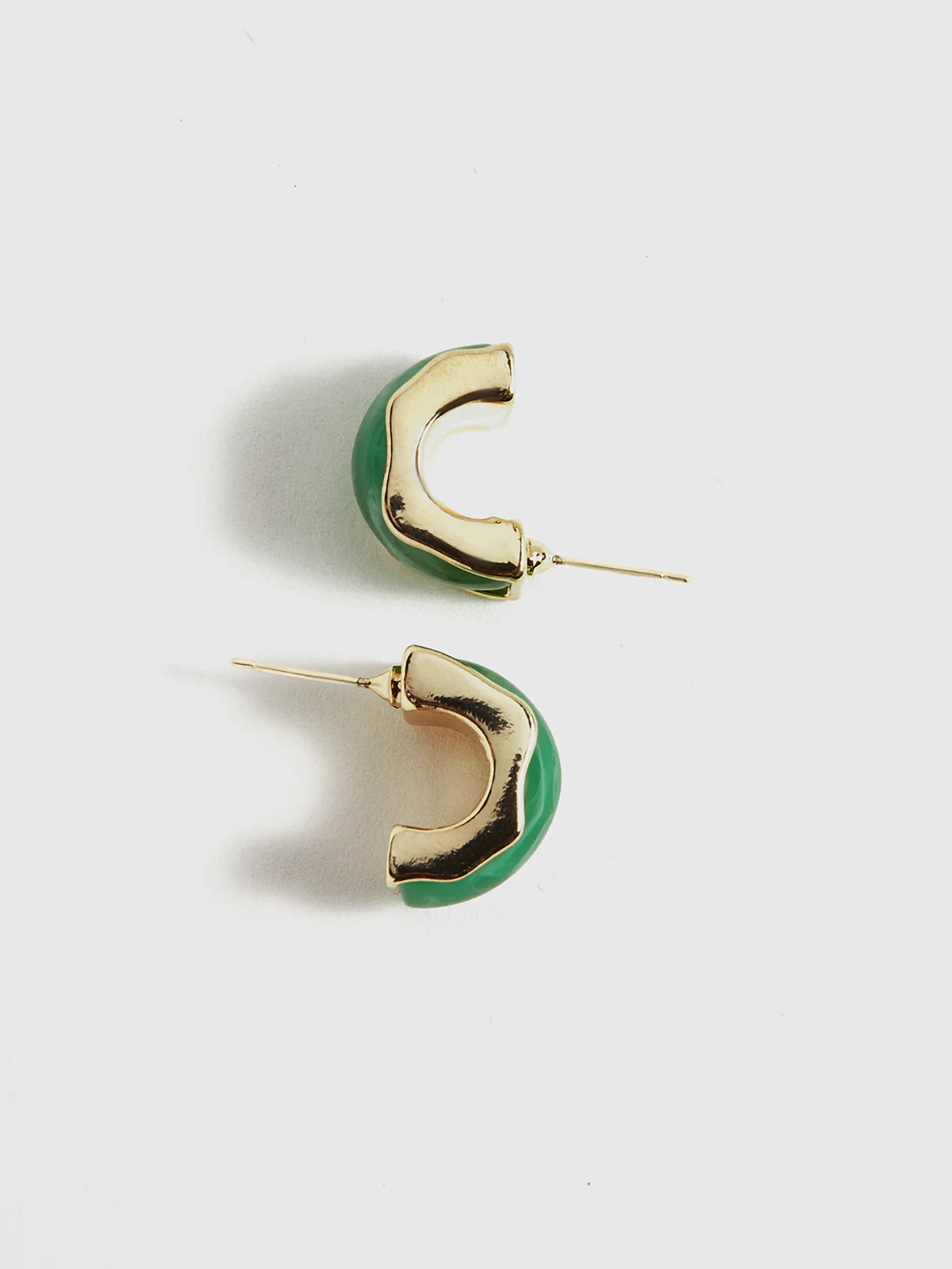 Green Marble Effect Gold-Tone Earrings - Image 4