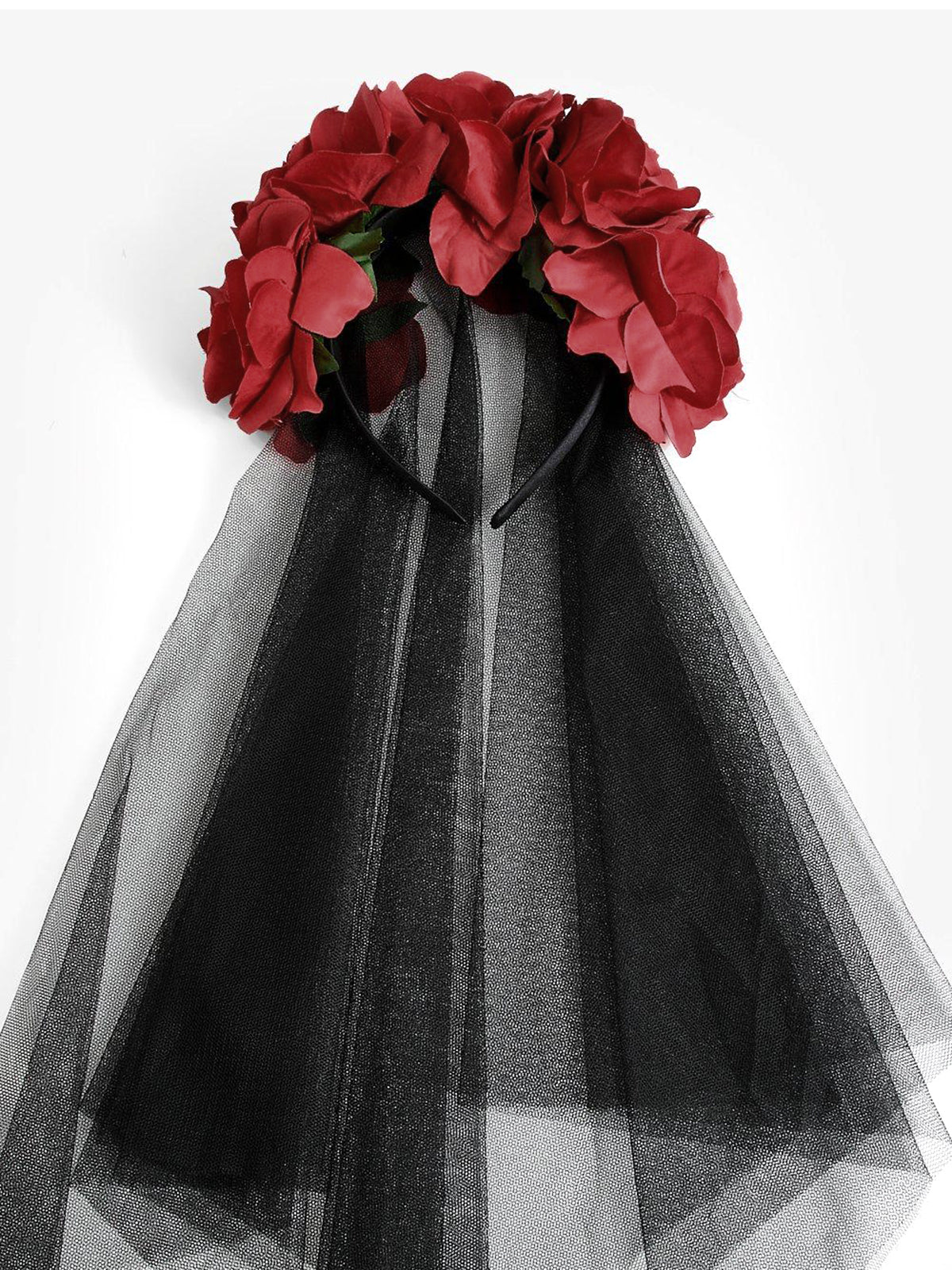 Halloween Rose Flower Black Mesh Headband - Image 2