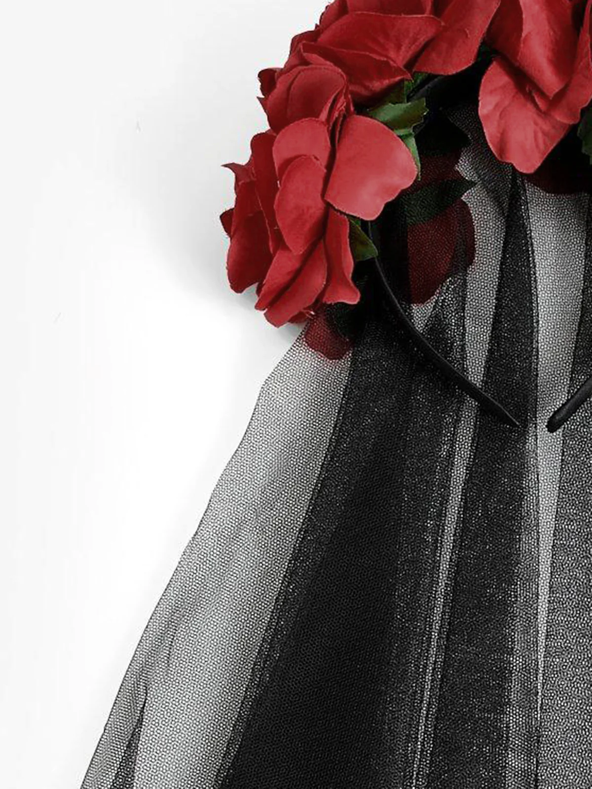 Halloween Rose Flower Black Mesh Headband - Image 3