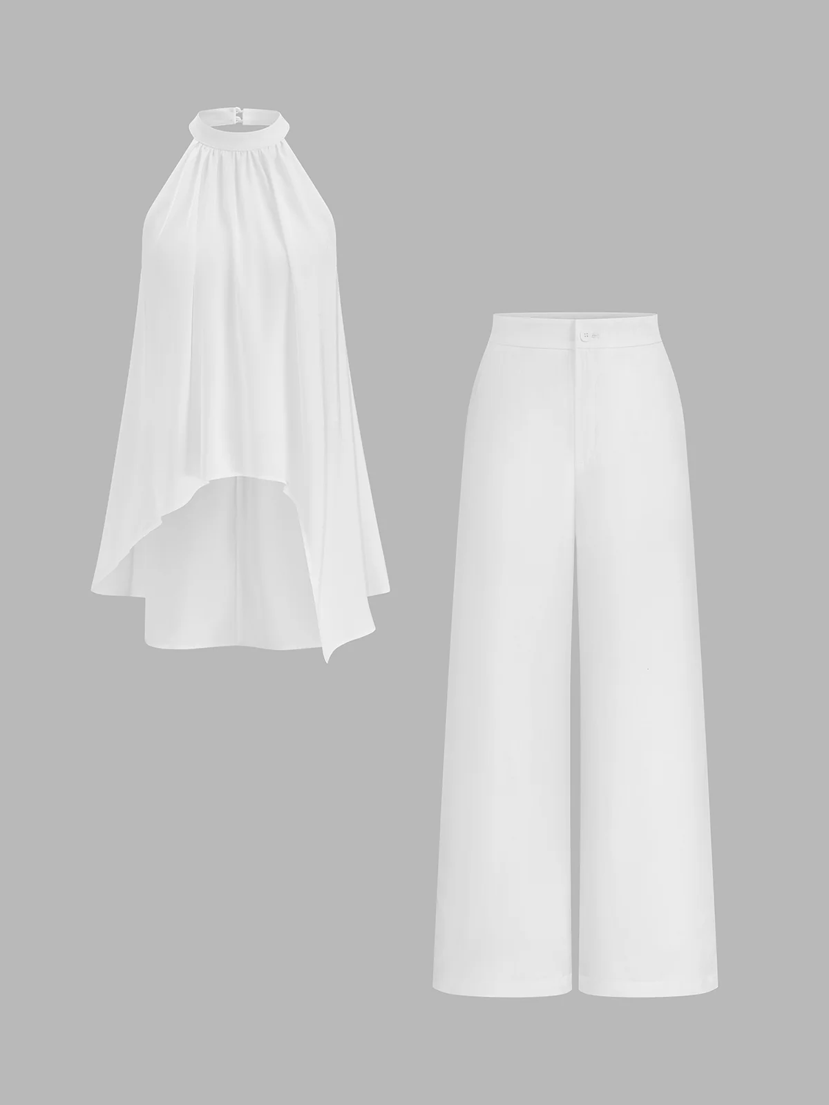 Halter Asymmetric Hem Top & Pants Set - Image 2