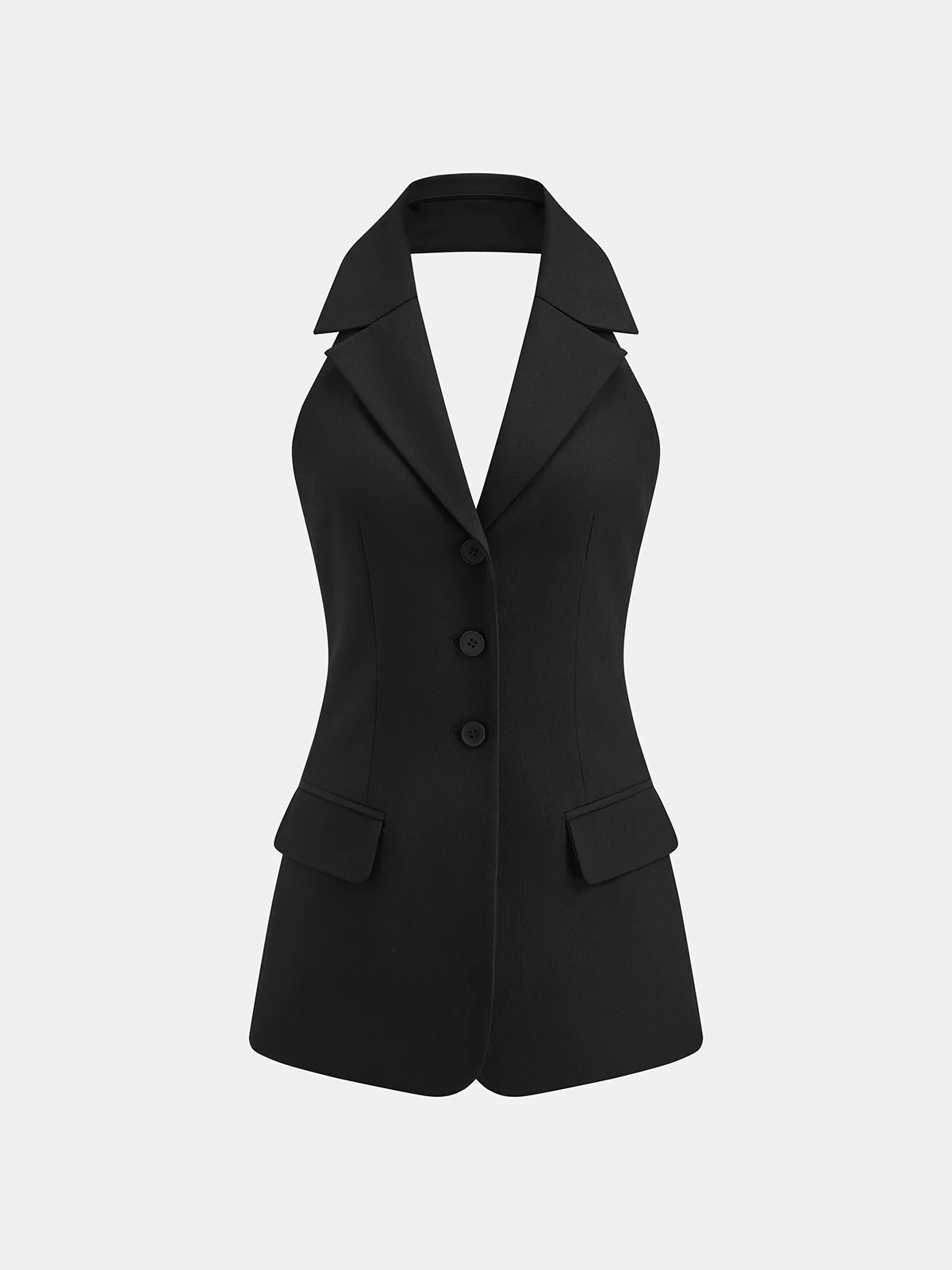 Halter Blazer Vest & Sheer Pleated Maxi Skirt - Image 3