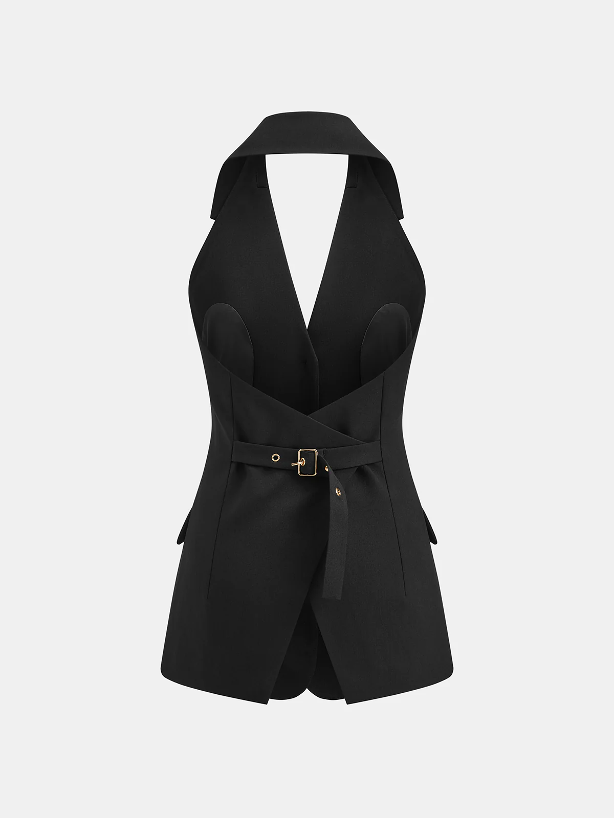 Halter Blazer Vest & Sheer Pleated Maxi Skirt - Image 4
