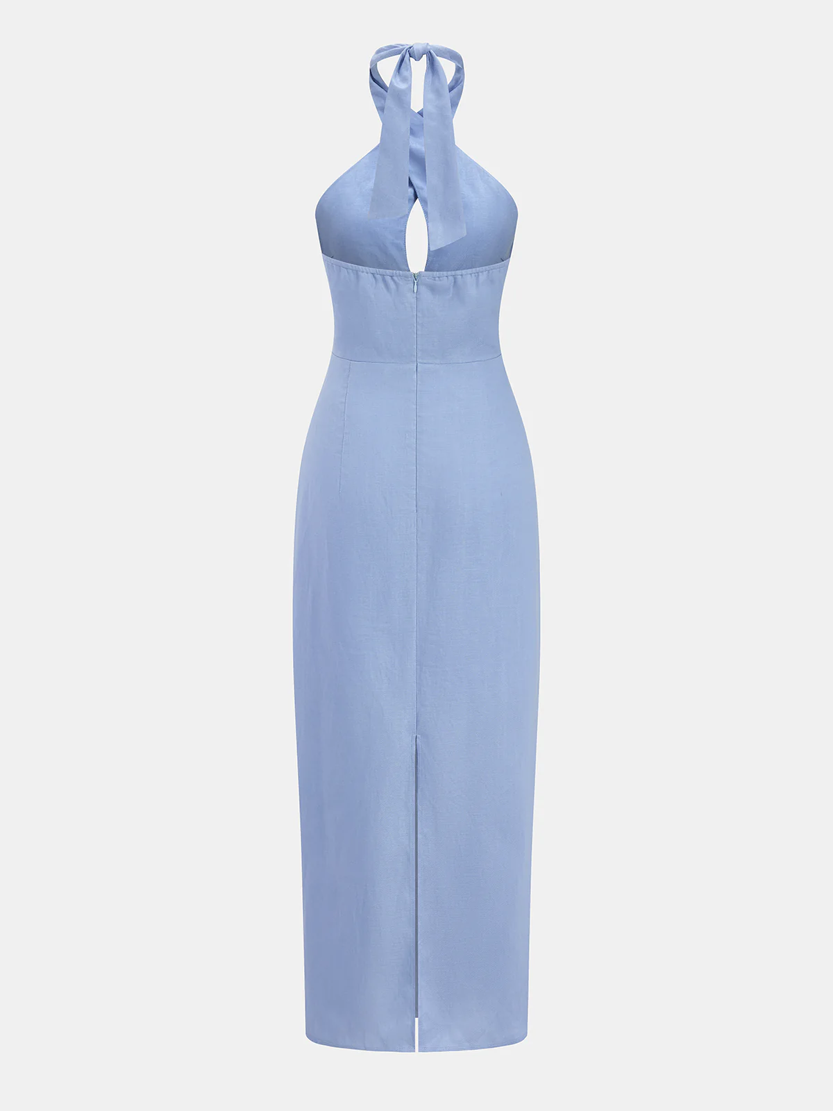 Halter Cutout Linen Blend Midi Dress - Image 2