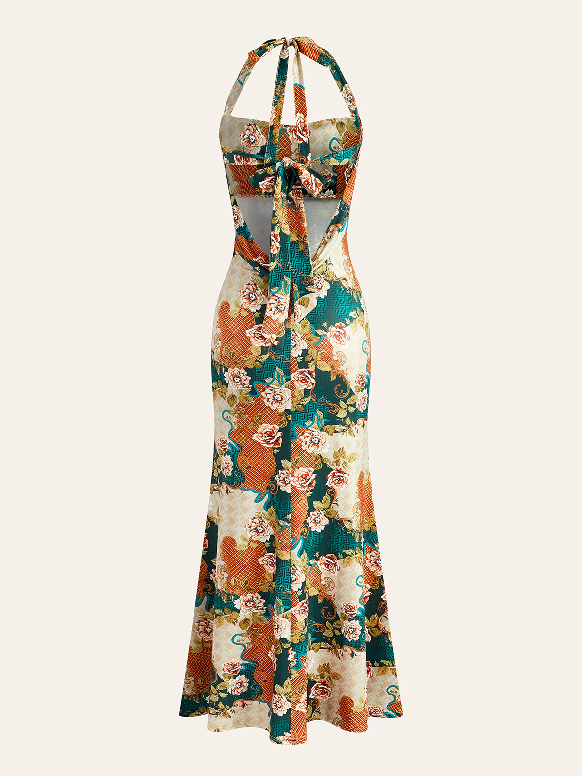 Halter Neck Back-Tie Floral Dress - Image 2