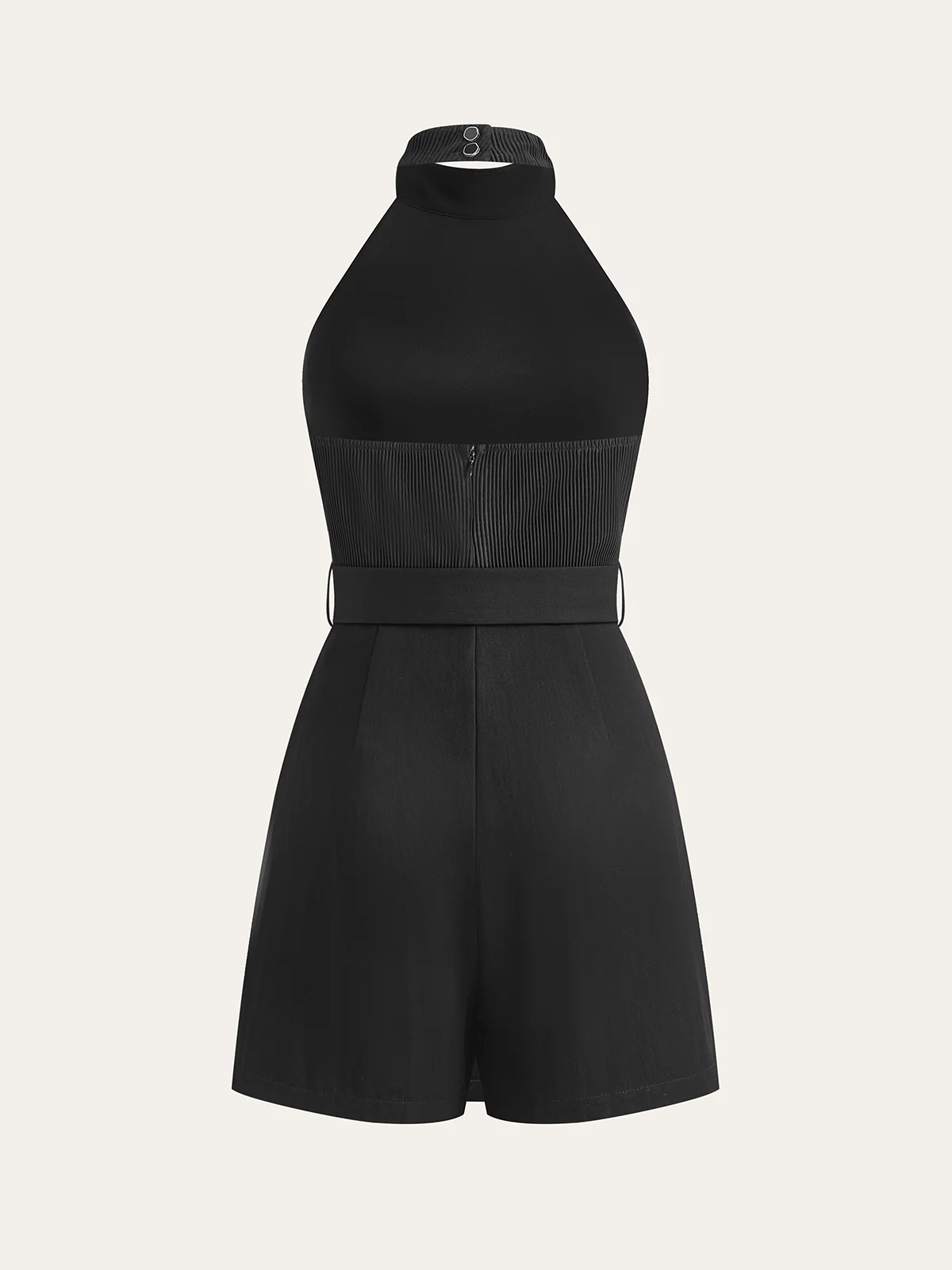 Halter Neck Backless Satin Jumpsuit with Belt - Image 2