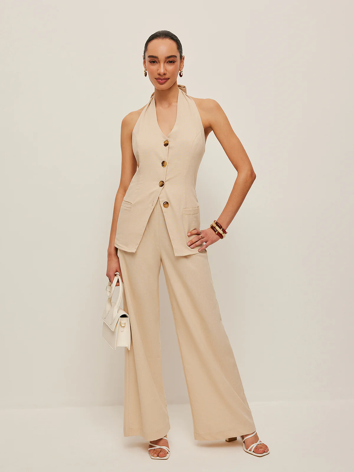 Halter Neck Bow-Tie Pants Set - Image 7