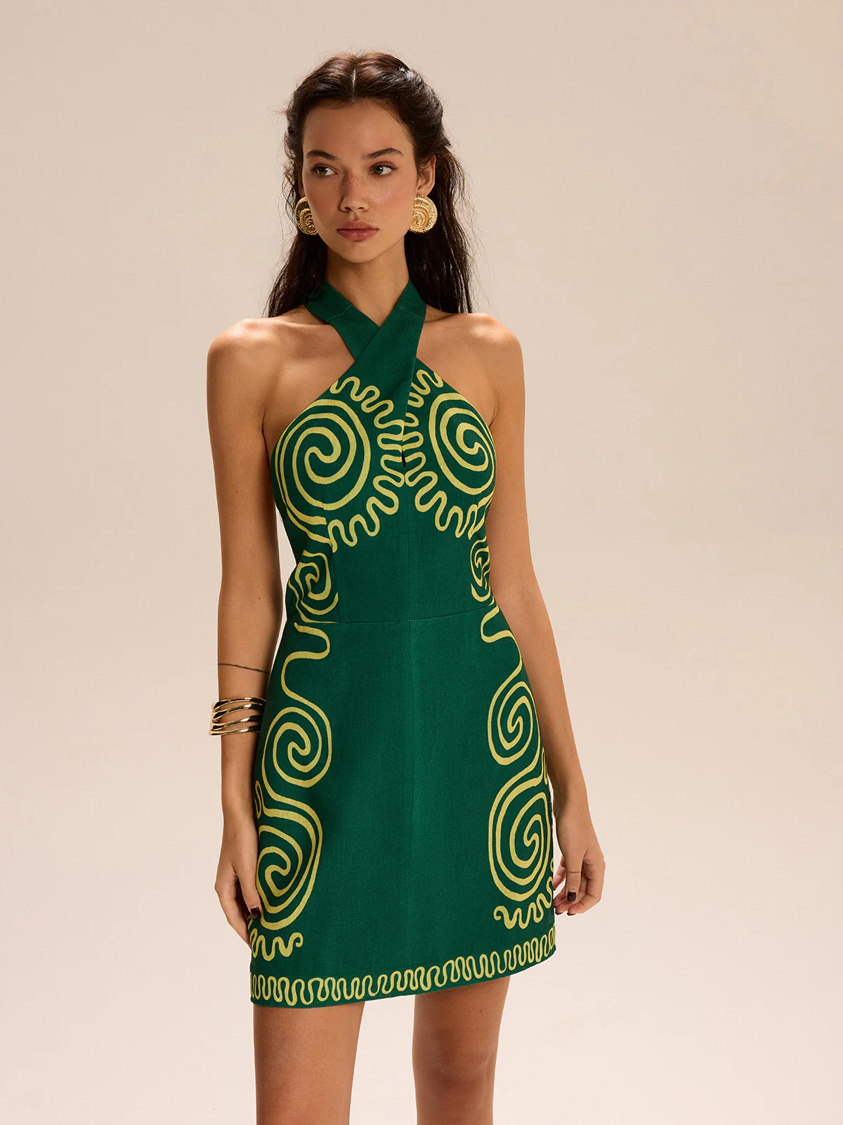 Halter-Neck Dress With Swirl Patterns - Image 3