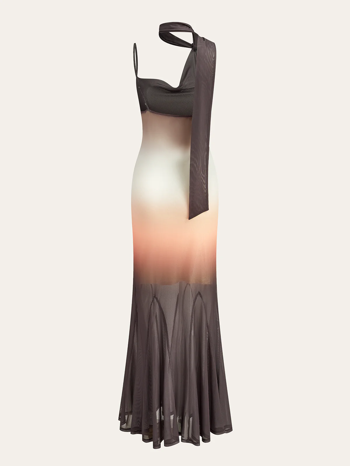 Halter Neck Ombre Mesh Maxi Dress - Image 2
