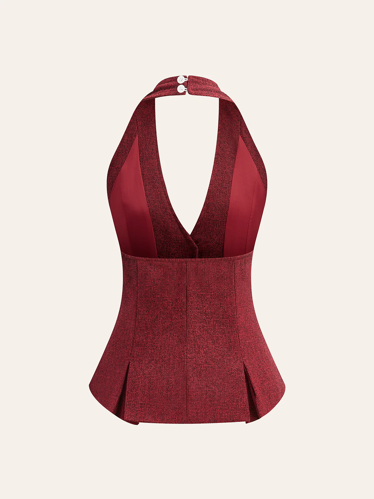 Halter Neck Pearl Button Top - Image 2