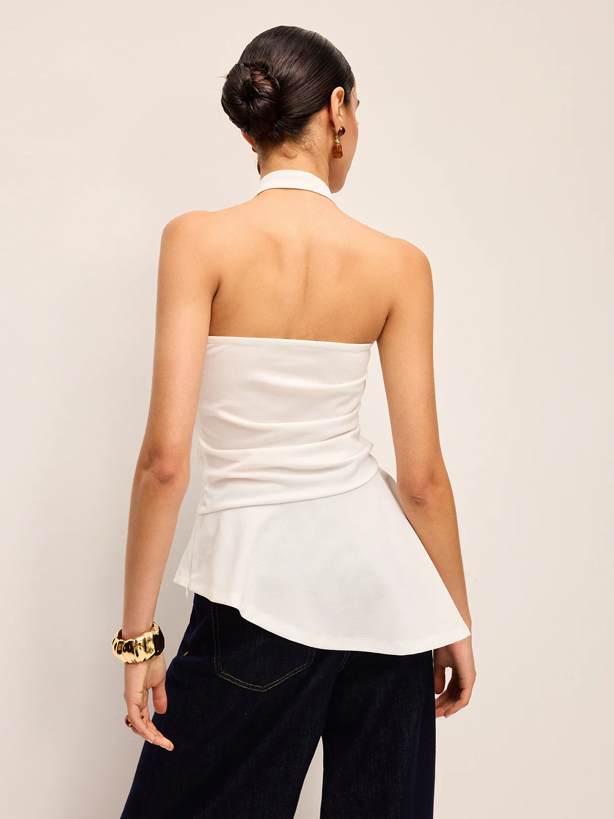 Halter Neck Peplum Top With Chain Detail - Image 4