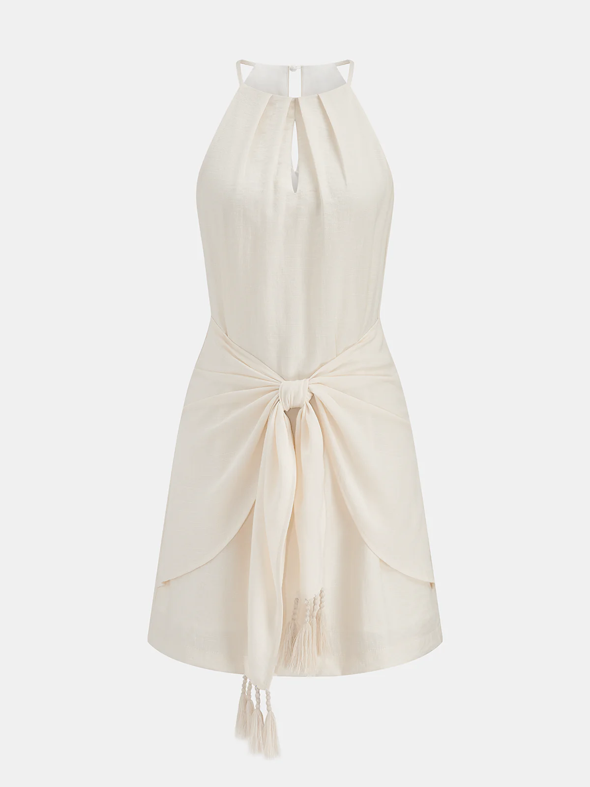 Halter Neck Tassel Knotted Mini Dress - Image 2
